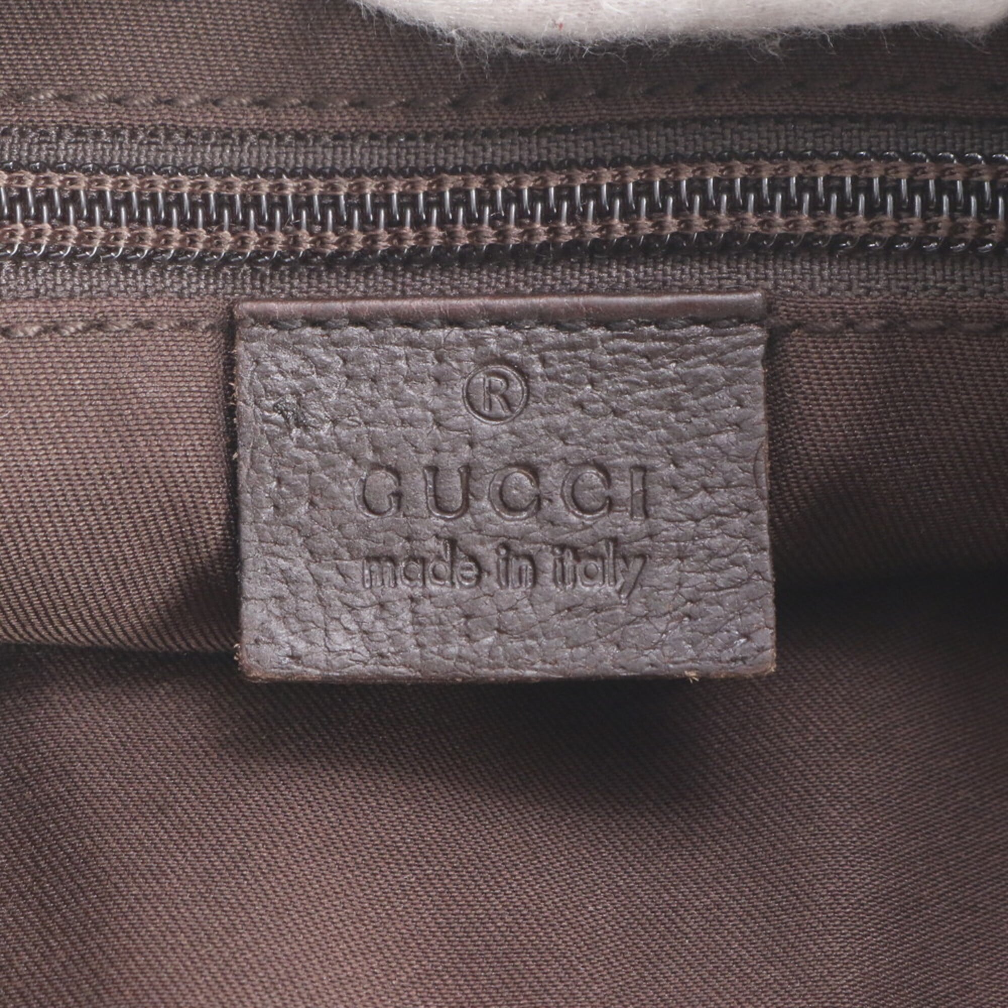 Gucci Beige Dark Brown Leather Canvas Messenger Bag Shoulder Bag (Pre-Owned)