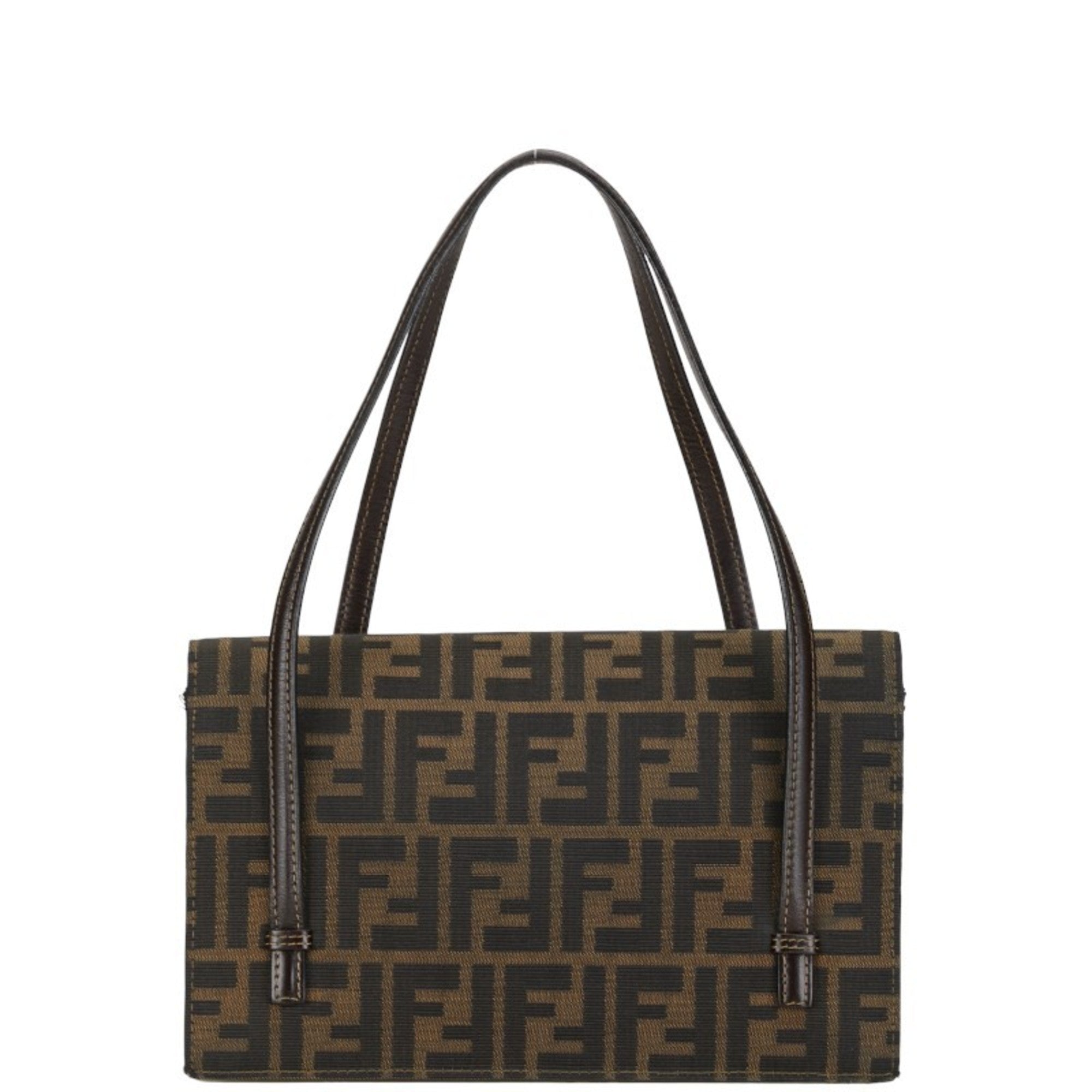 Fendi Brown Canvas Leather Handbag (Pre-Owned)