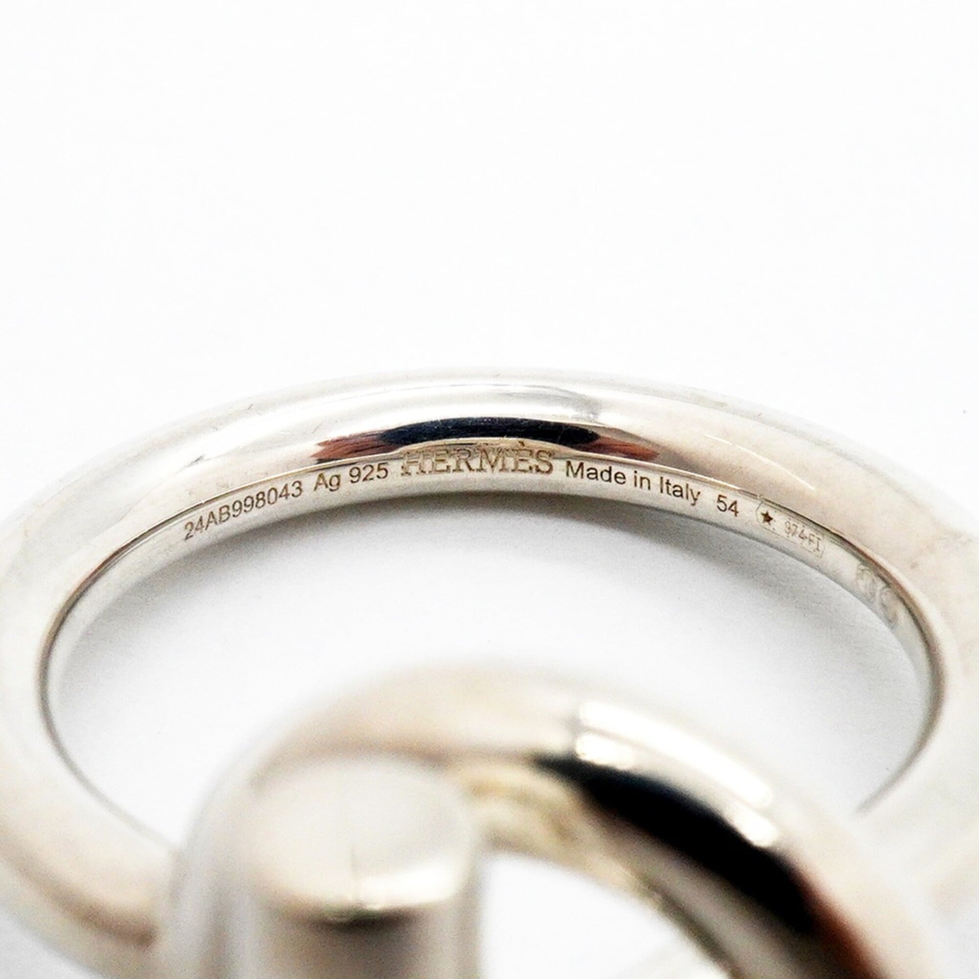 Hermes Silver 925 Band Ring (Pre-Owned)