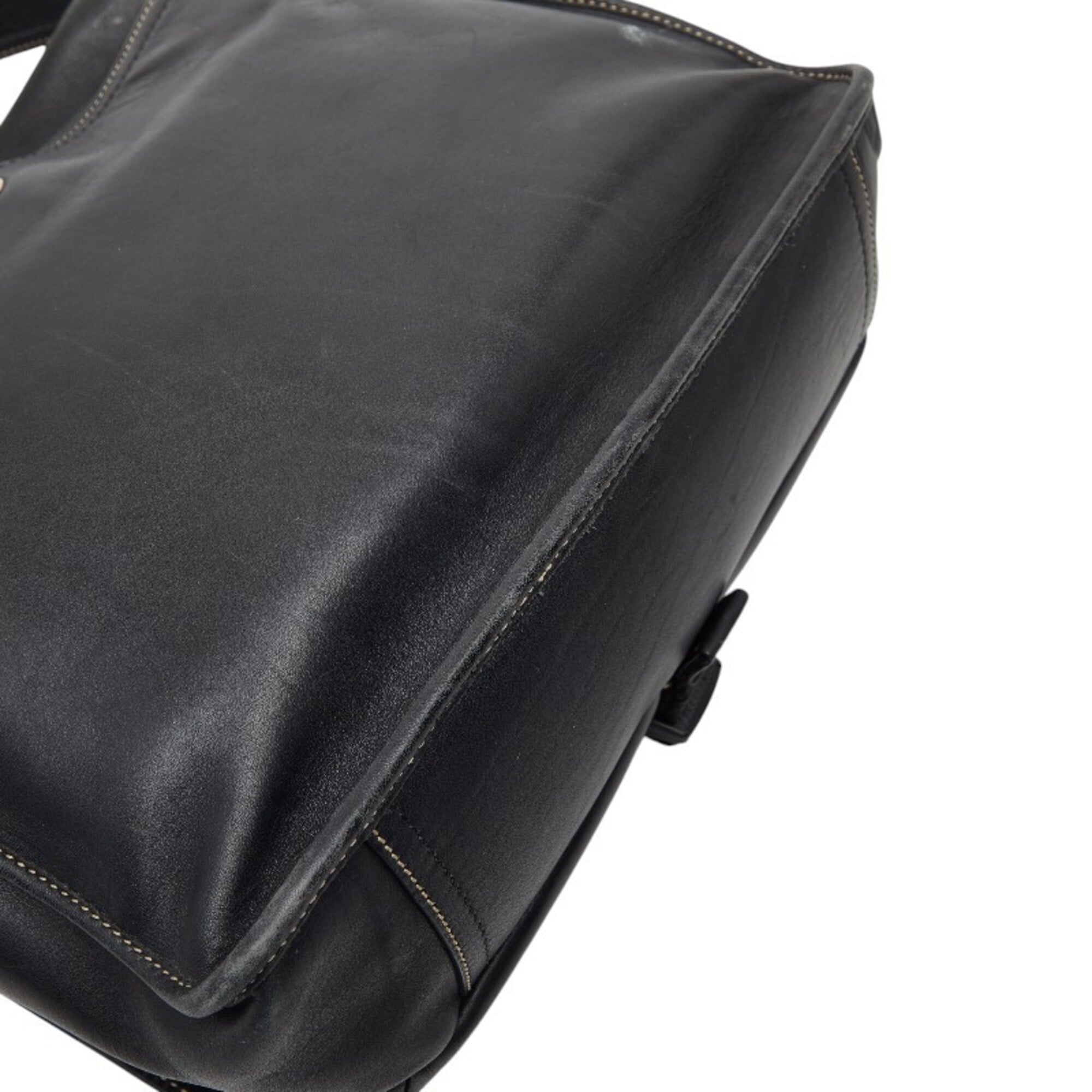 Coach Black Leather Messenger Bag Shoulder Bag (Pre-Owned)