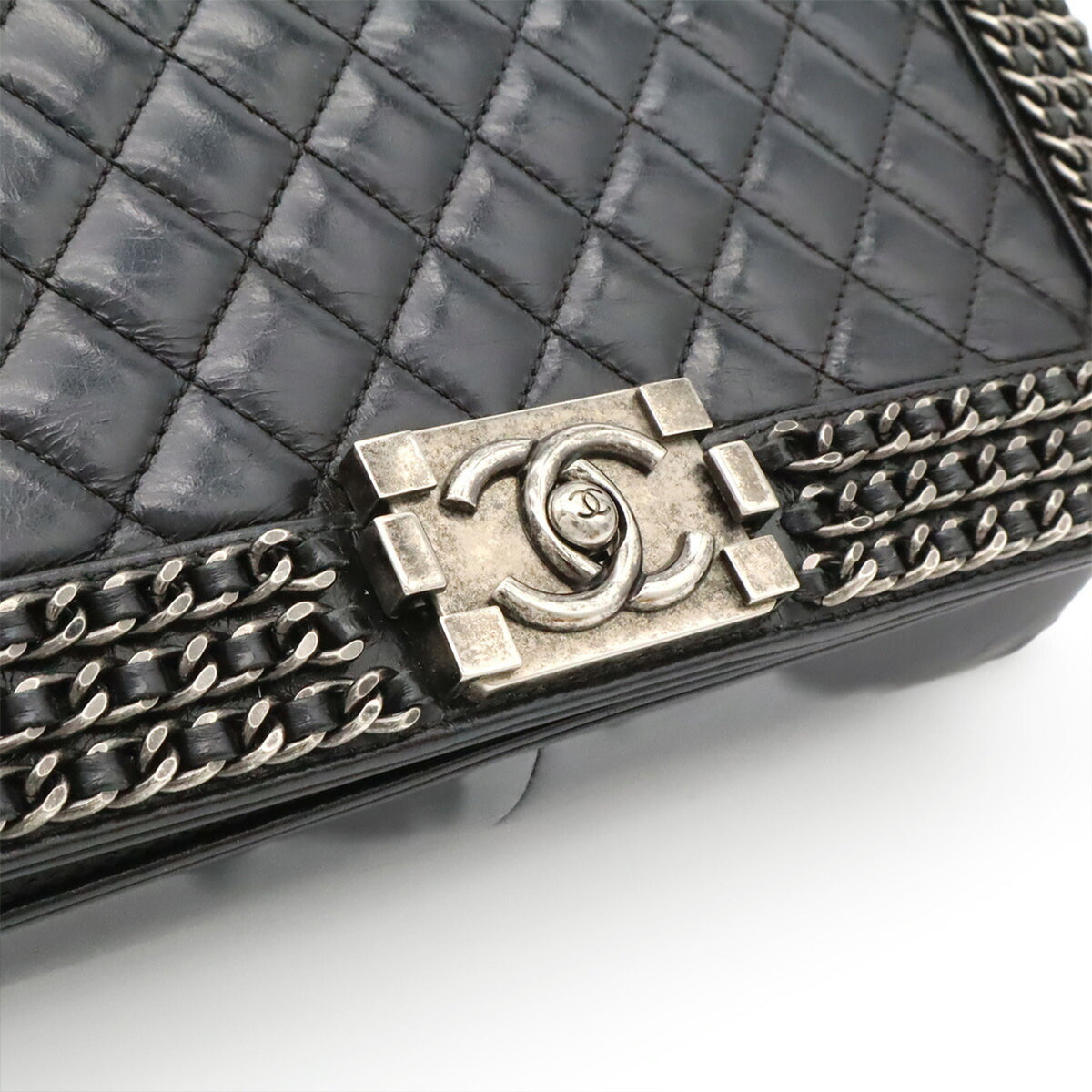 Chanel Dark Navy Leather Shoulder Bag (Pre-Owned)