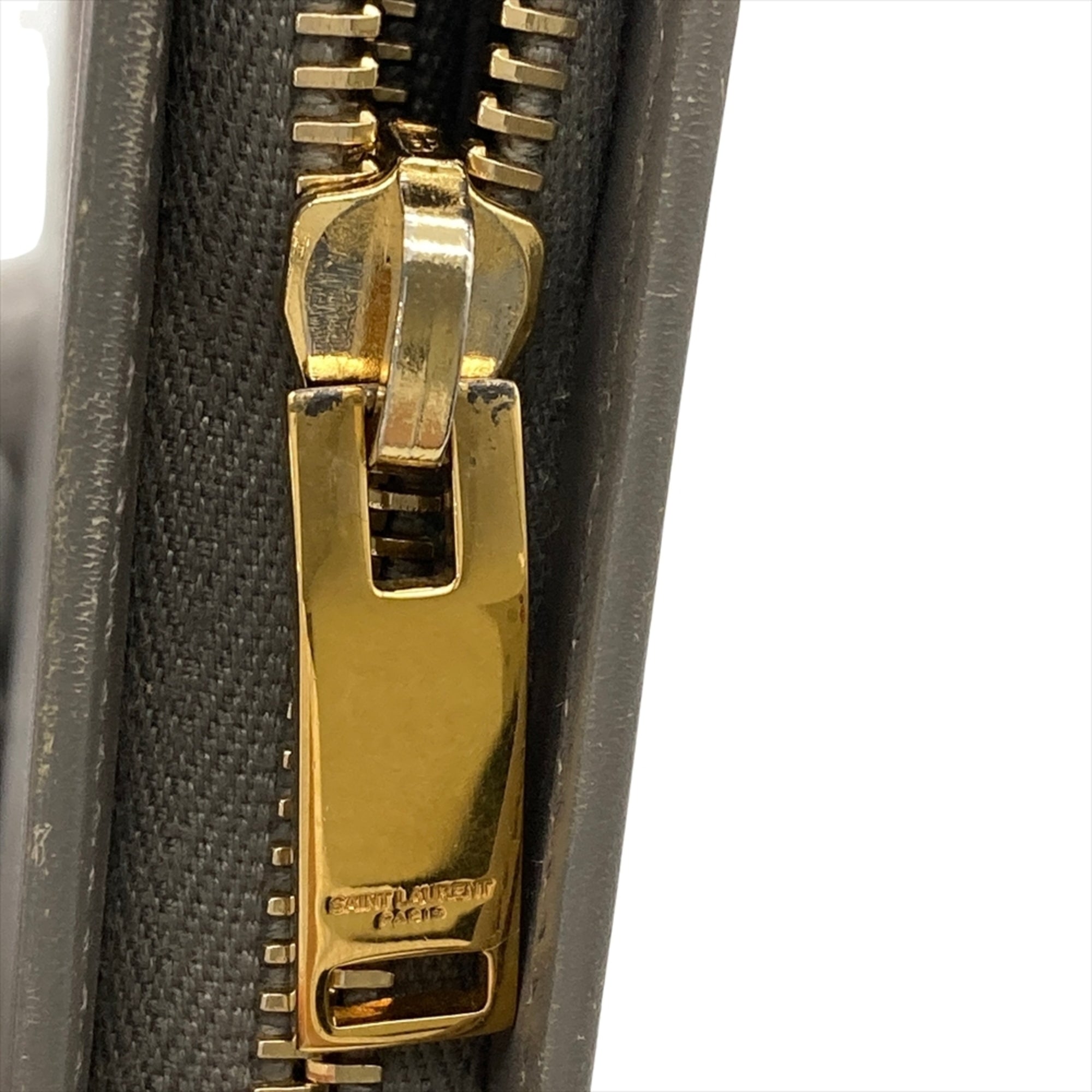 Saint Laurent Gray Leather Long Wallet (Bi-Fold) (Pre-Owned)