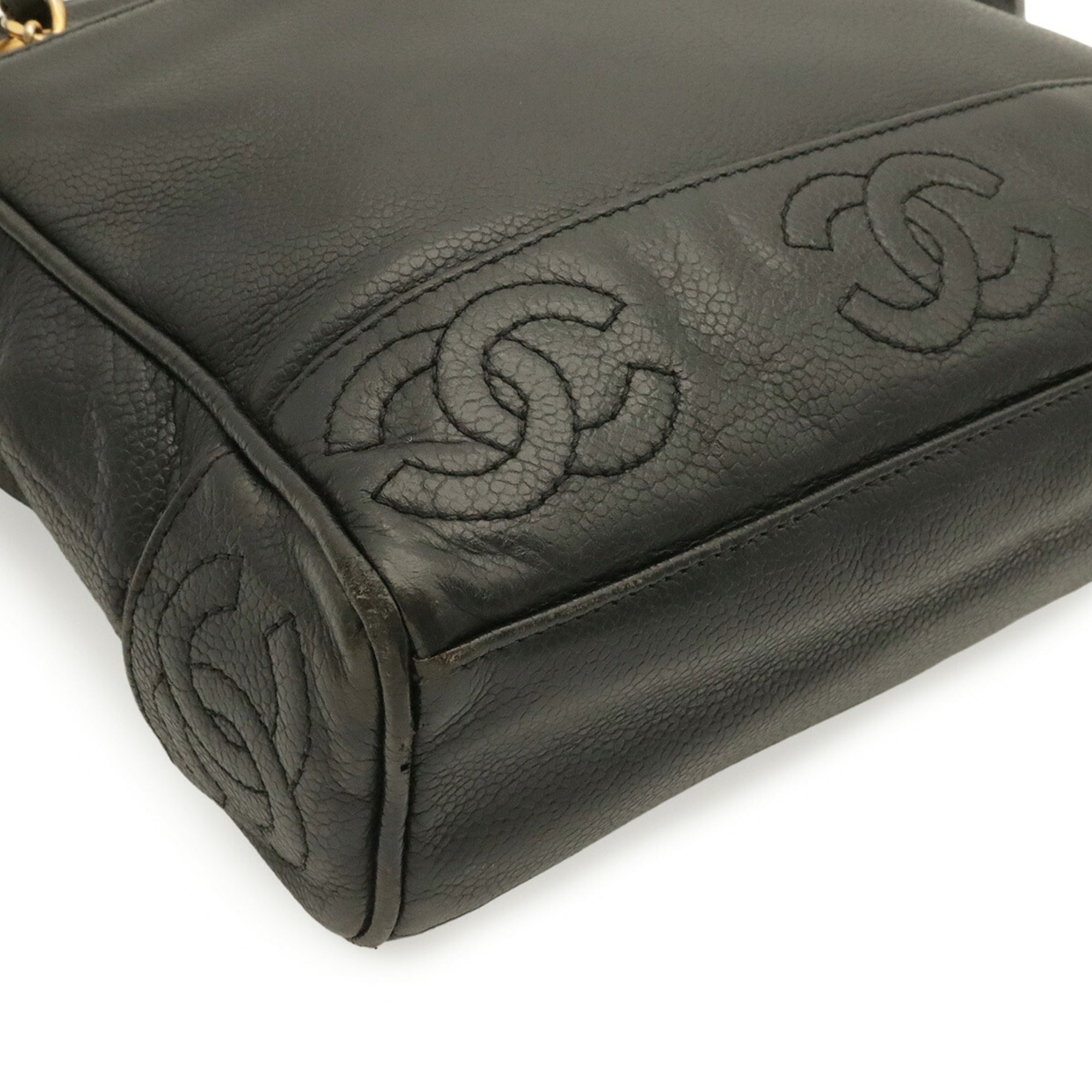 Chanel Black Grained Calfskin Shoulder Bag Tote Bag (Pre-Owned)