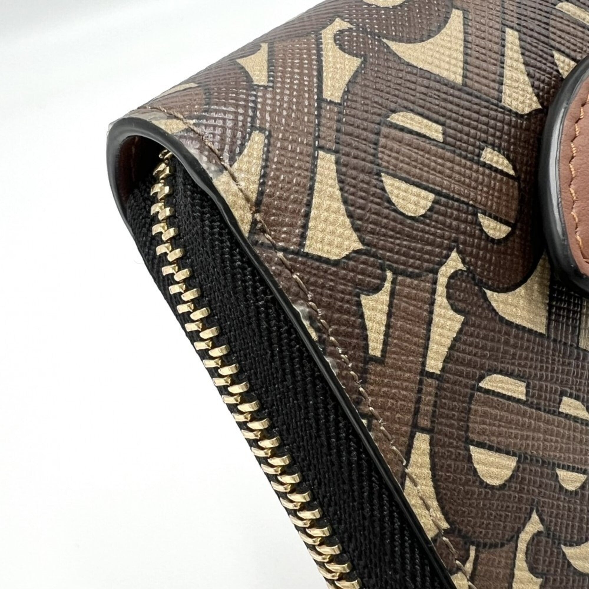 Burberry Beige Brown Coated Canvas Pvc Leather Clutch Bag (Pre-Owned)