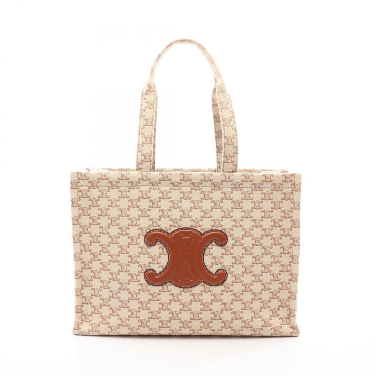 Celine Beige Brown Canvas Leather Handbag Tote Bag (Pre-Owned)