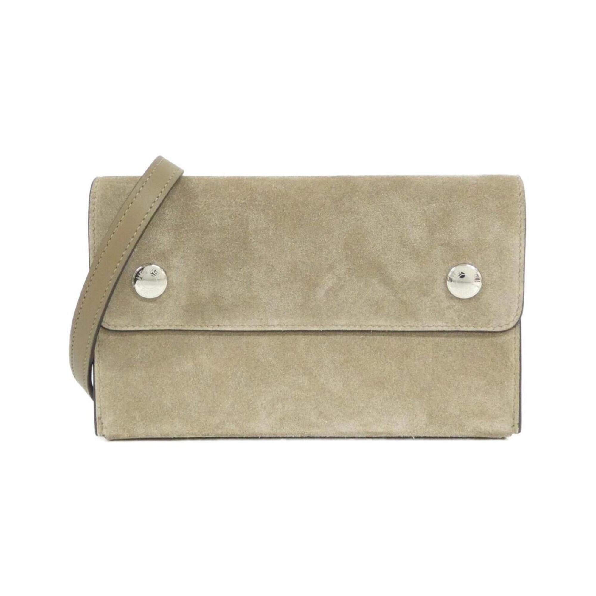 Hermes Beige Etoupe Gray Swift Leather Chain/Shoulder Wallet (Pre-Owned)