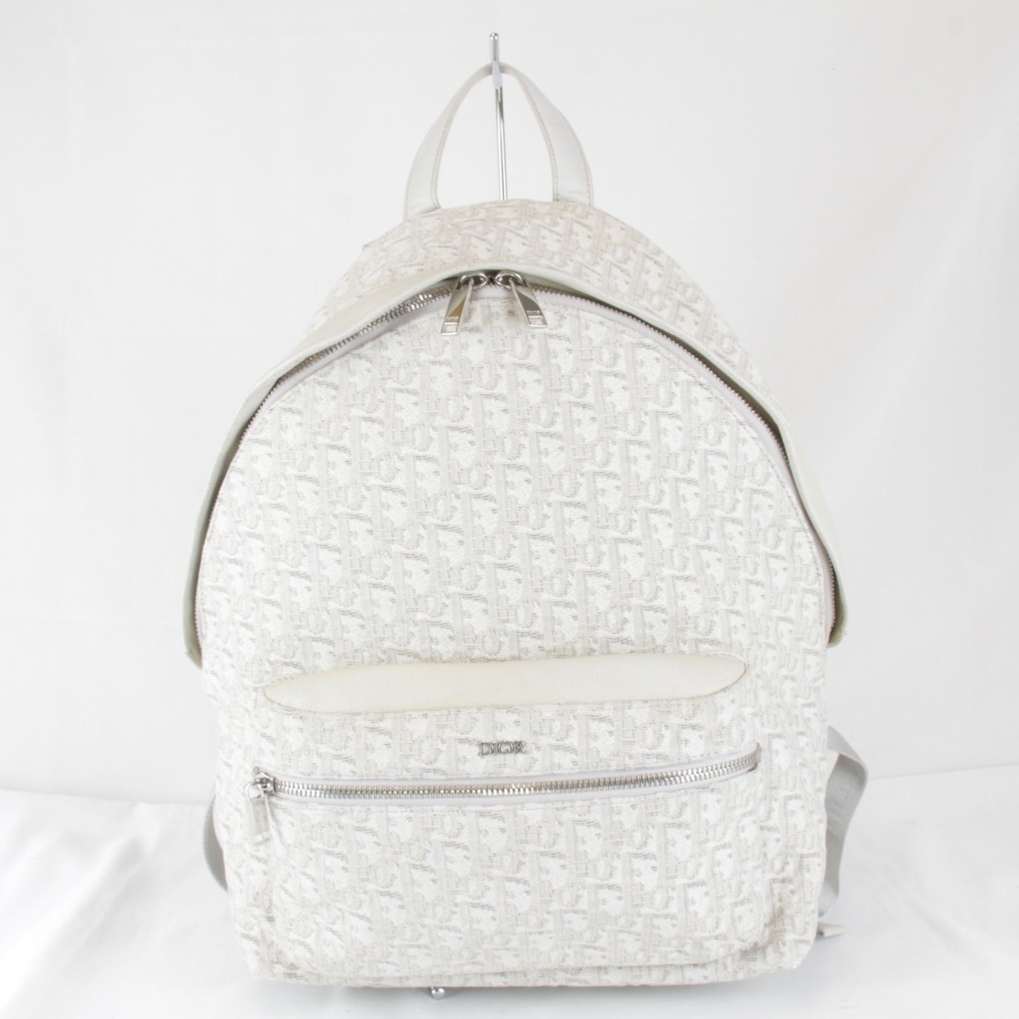 Christian Dior White Canvas Leather Backpack (Pre-Owned)
