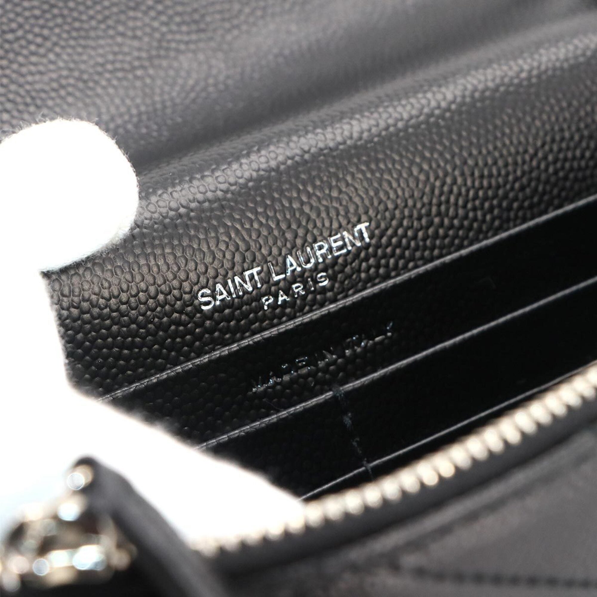 Saint Laurent Black Leather Chain/Shoulder Wallet (Pre-Owned)