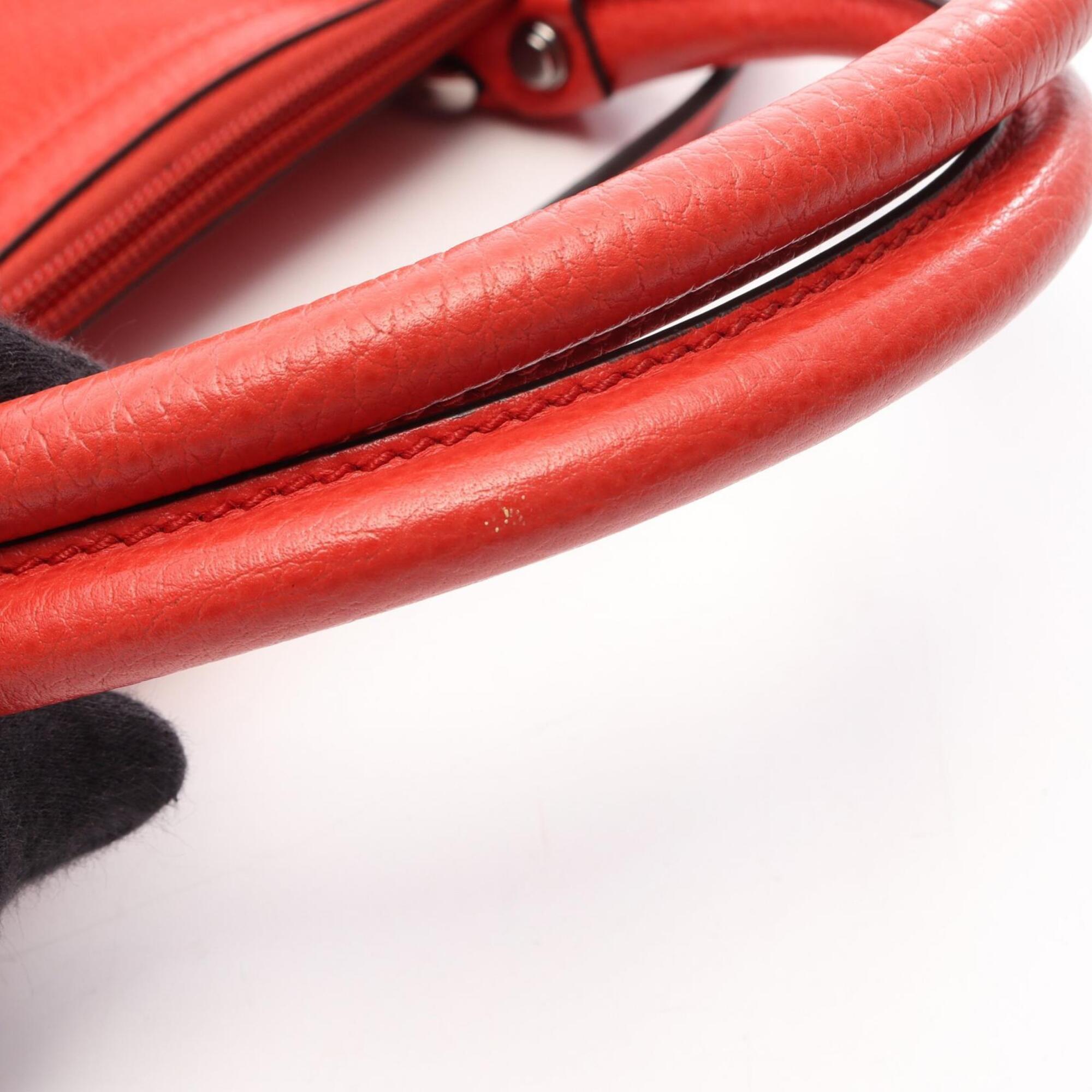 Gucci Red Color Leather Handbag Tote Bag (Pre-Owned)
