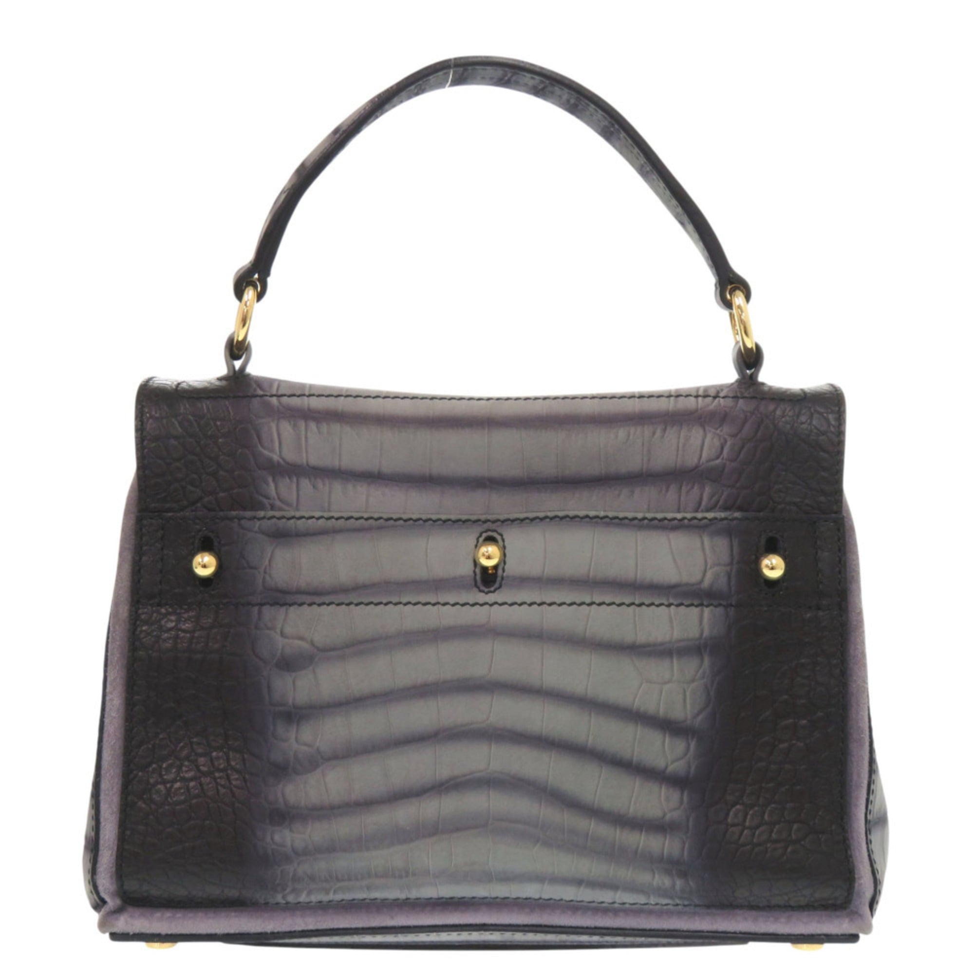 Yves Saint Laurent Black Gray Leather Handbag (Pre-Owned)