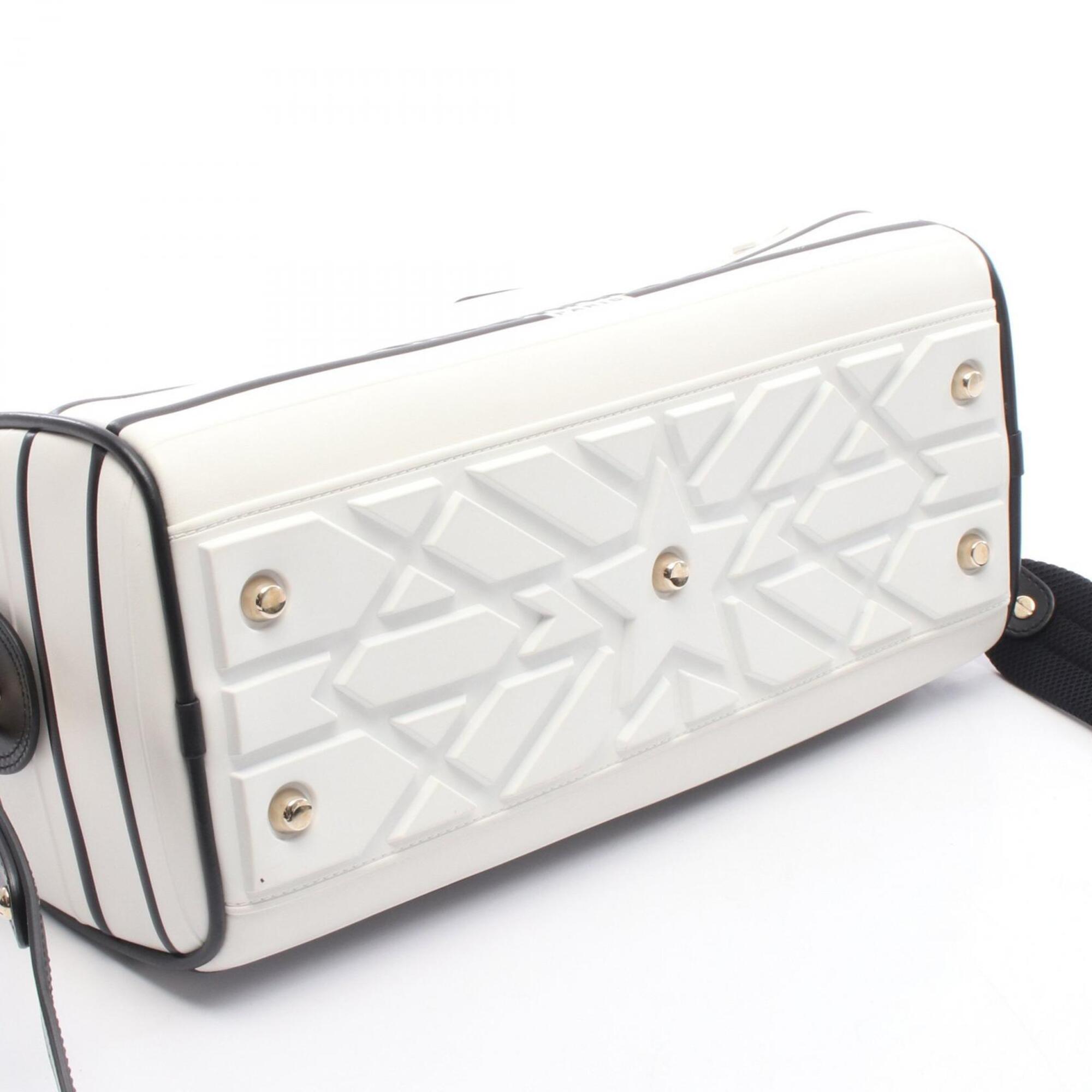 Christian Dior Black White Leather Handbag (Pre-Owned)