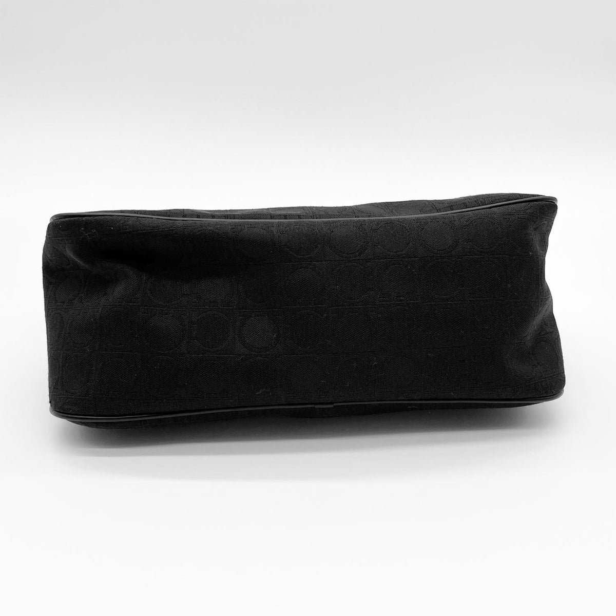 Salvatore Ferragamo Black Canvas Leather Handbag Pouch (Pre-Owned)