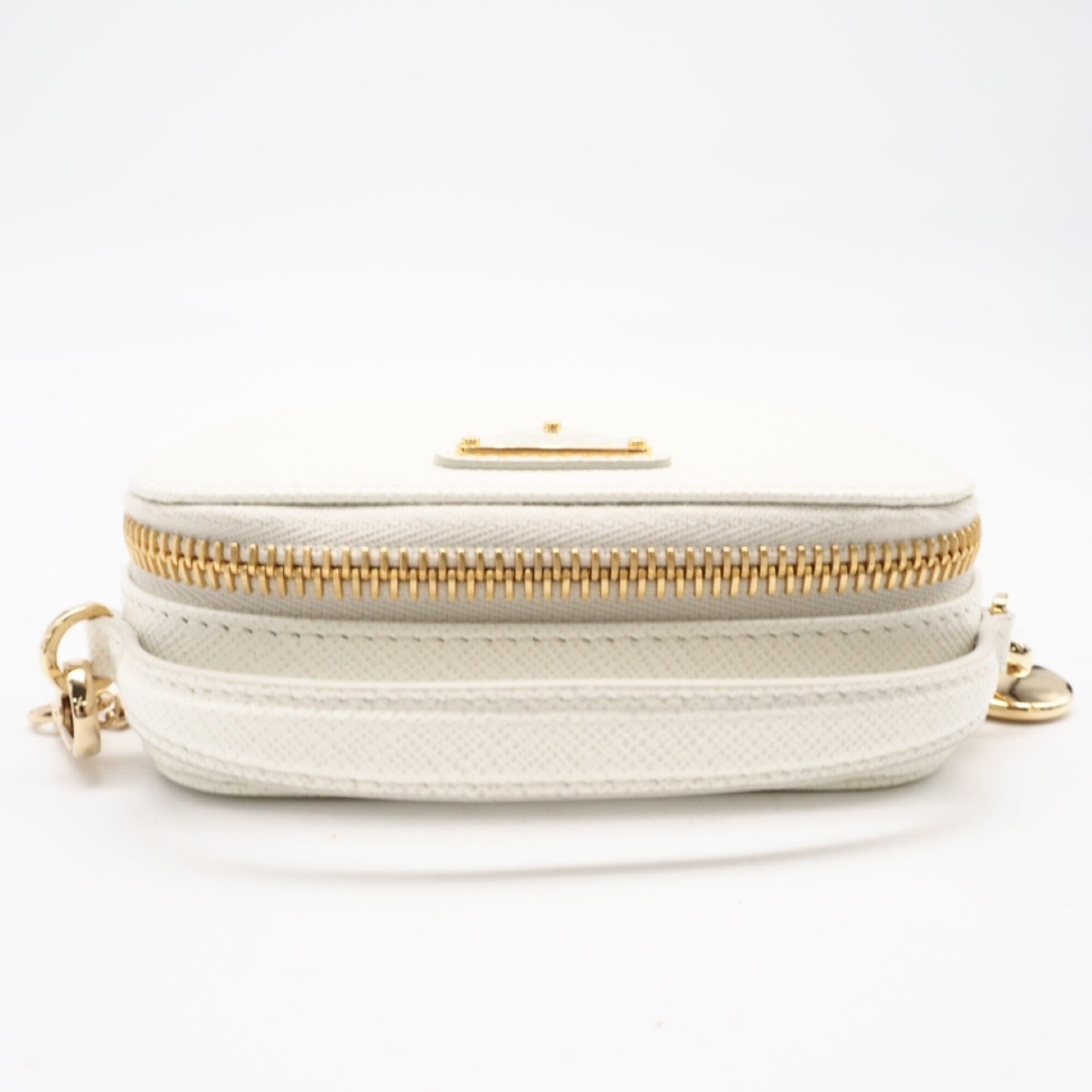 Prada Saffiano White Saffiano Pouch Shoulder Bag (Pre-Owned)