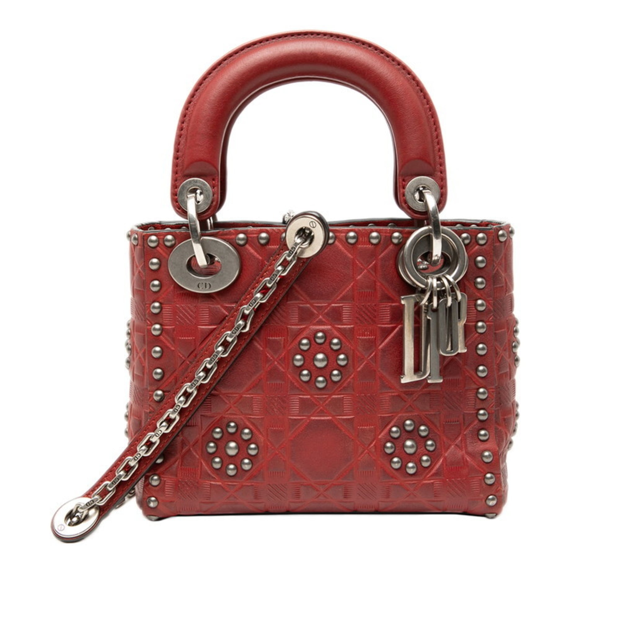 Christian Dior Red Color Leather Handbag Shoulder Bag (Pre-Owned)