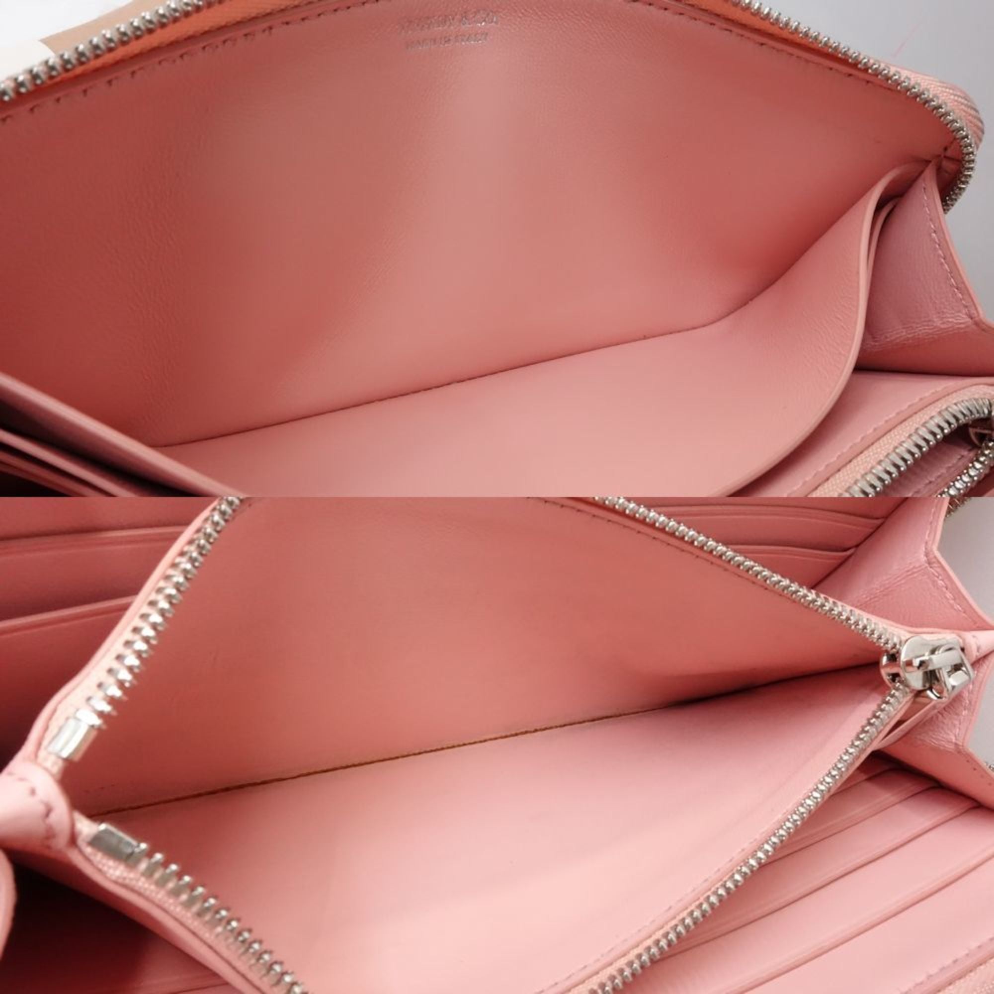 Tiffany Pink Leather Long Wallet (Bi-Fold) (Pre-Owned)