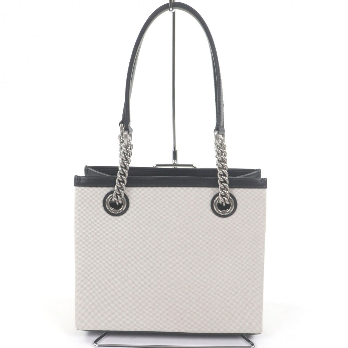 Balenciaga Black Light Beige Canvas Leather Handbag Tote Bag (Pre-Owned)