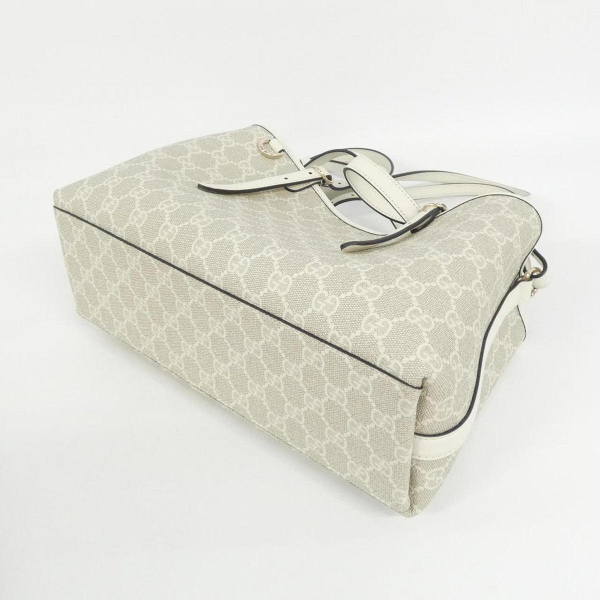 Gucci Beige White Gold Coated Canvas Handbag (Pre-Owned)