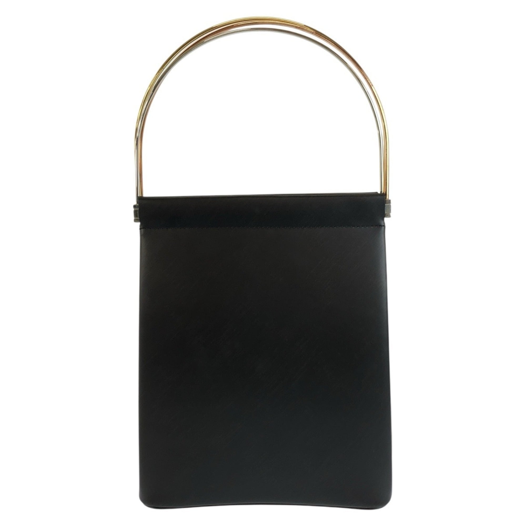 Cartier Black Leather Handbag Vanity Bag (Pre-Owned)