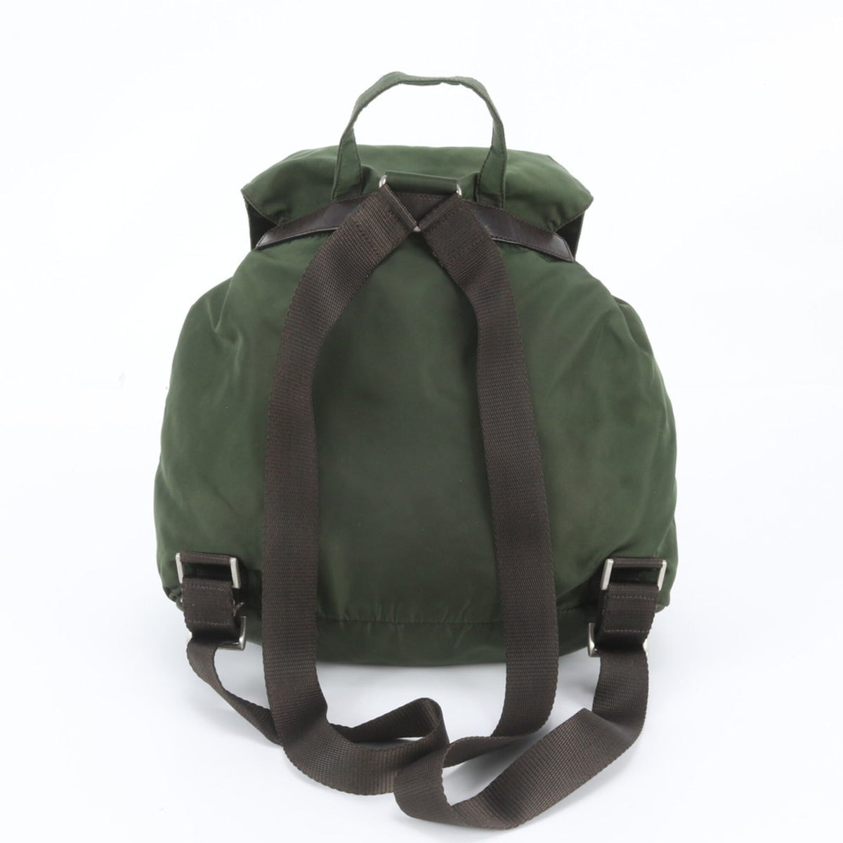Prada Green Leather Nylon Backpack (Pre-Owned)