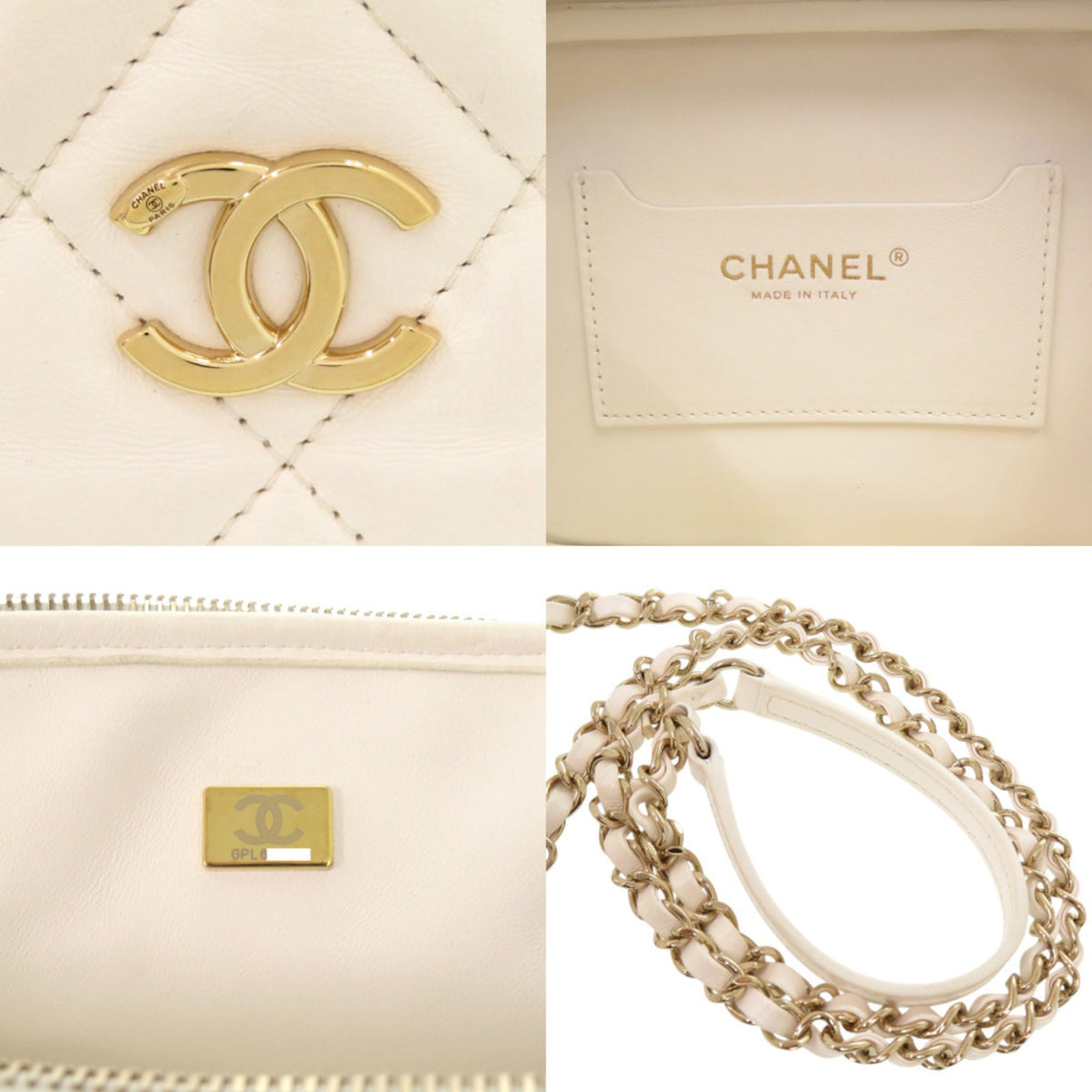 Chanel White Leather Shoulder Bag (Pre-Owned)