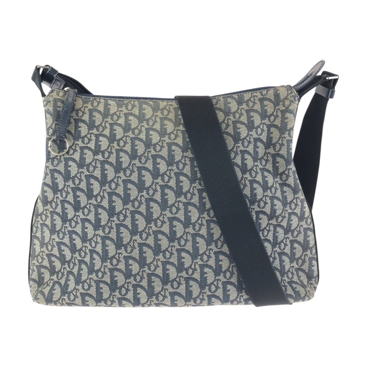 Christian Dior Gray Navy Canvas Leather Messenger Bag Shoulder Bag (Pre-Owned)
