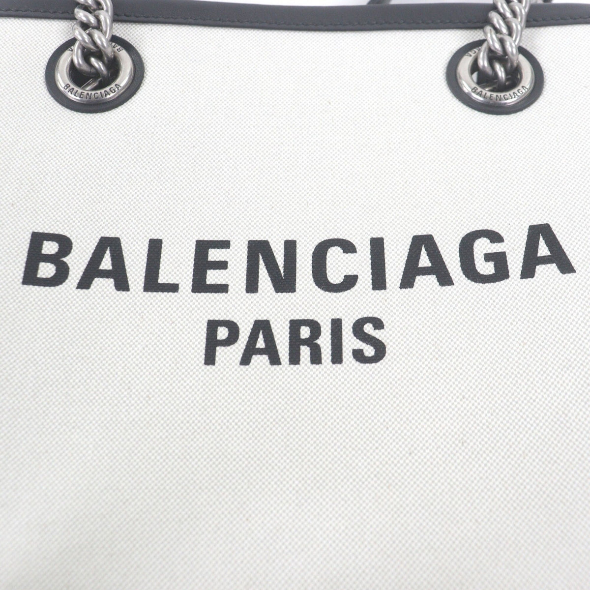 Balenciaga Black Light Beige Canvas Leather Handbag Tote Bag (Pre-Owned)