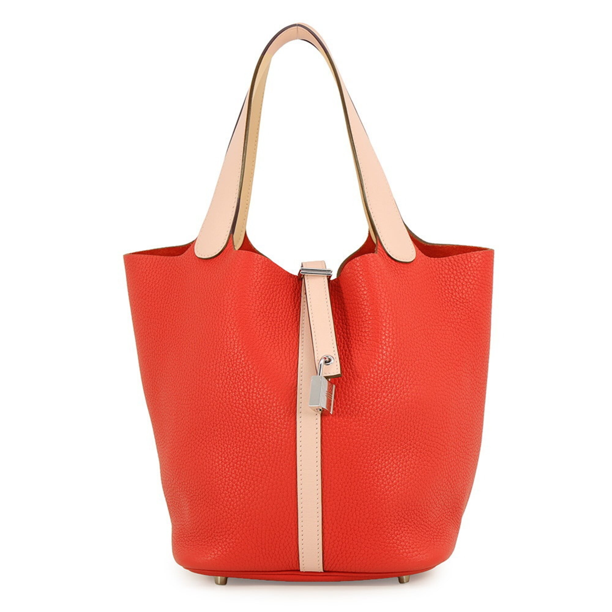 Hermes Red Color Rose Eglantine Taurillon Clemence Leather Swift Leather Handbag (Pre-Owned)