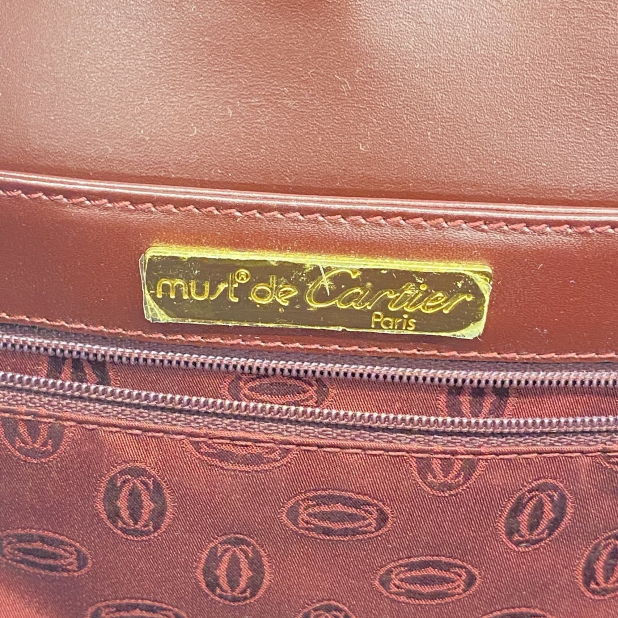 Cartier Bordeaux Leather Shoulder Bag (Pre-Owned)
