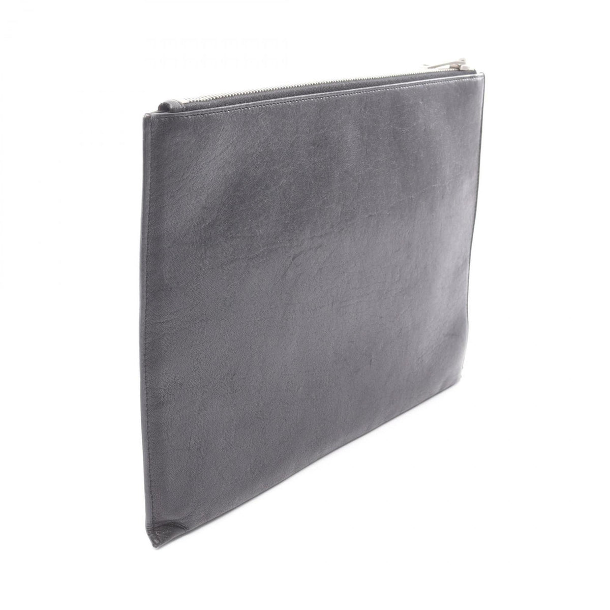 Yves Saint Laurent Black Silver Leather Clutch Bag (Pre-Owned)