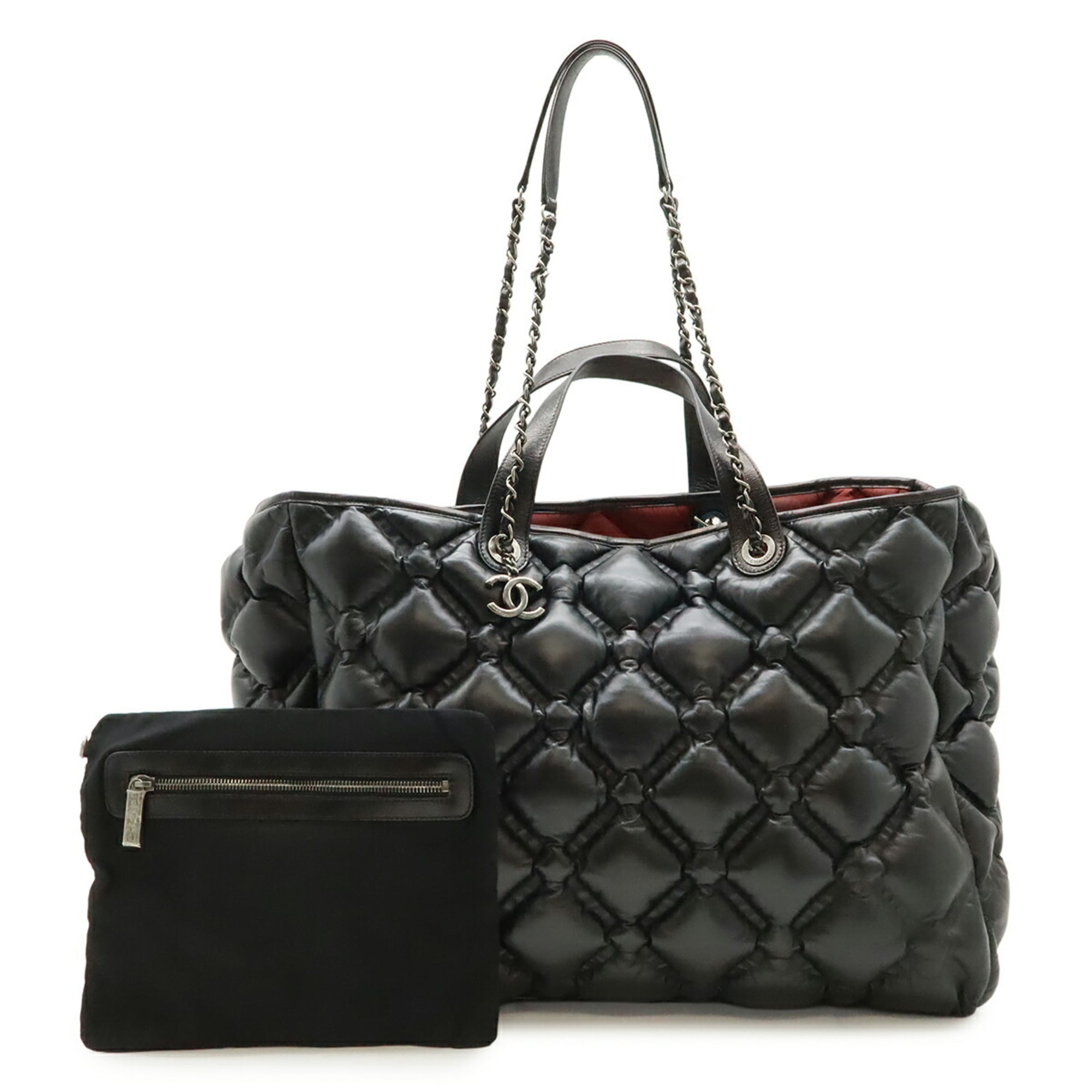 Chanel Black Leather Handbag Pouch Tote Bag (Pre-Owned)