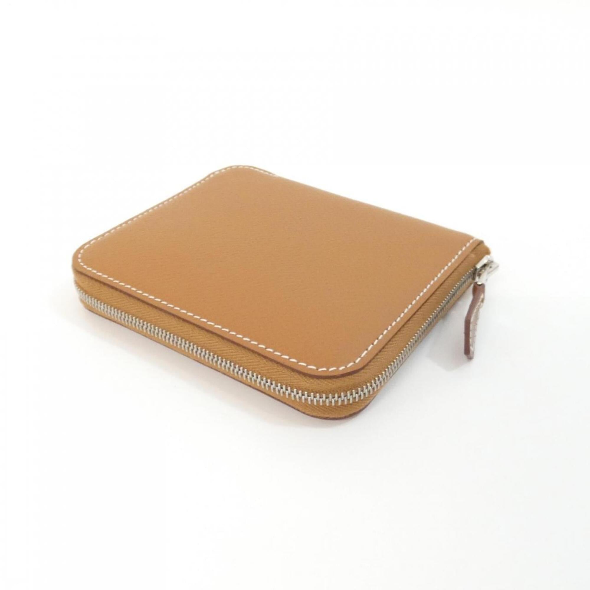Hermes Brown Epsom Leather Silk Coin Purse/Coin Case (Pre-Owned)