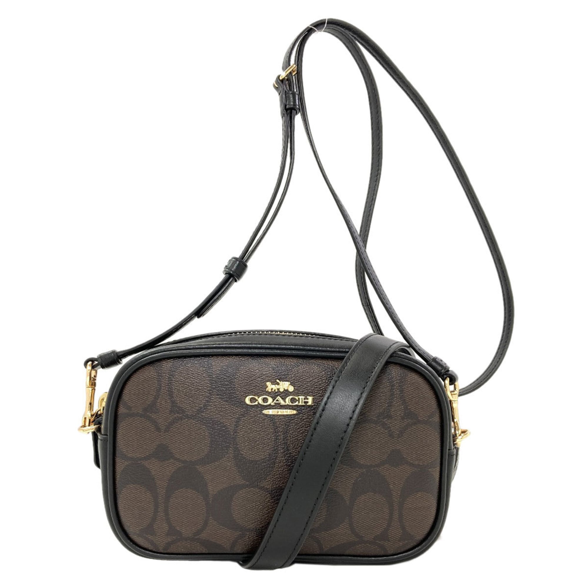 Coach Dark Brown Signature Line Pvc Shoulder Bag (Pre-Owned)