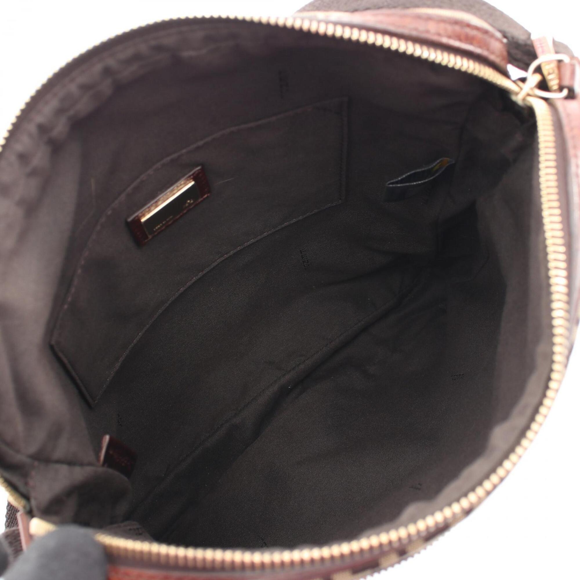 Fendi Beige Brown Canvas Leather Handbag Shoulder Bag (Pre-Owned)