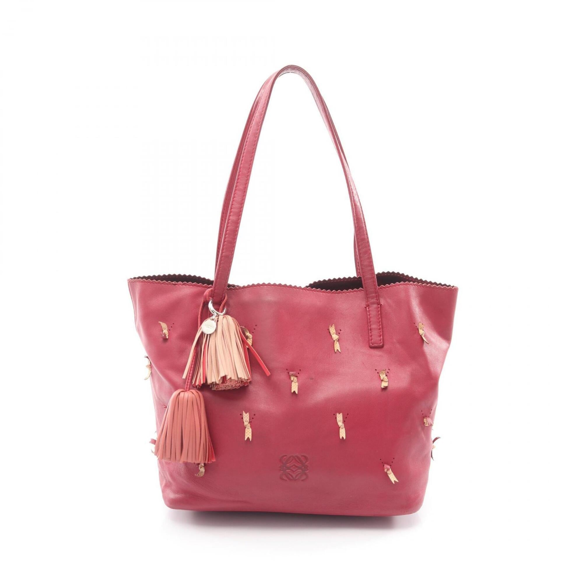 Loewe Bordeaux Pink Leather Handbag Tote Bag (Pre-Owned)