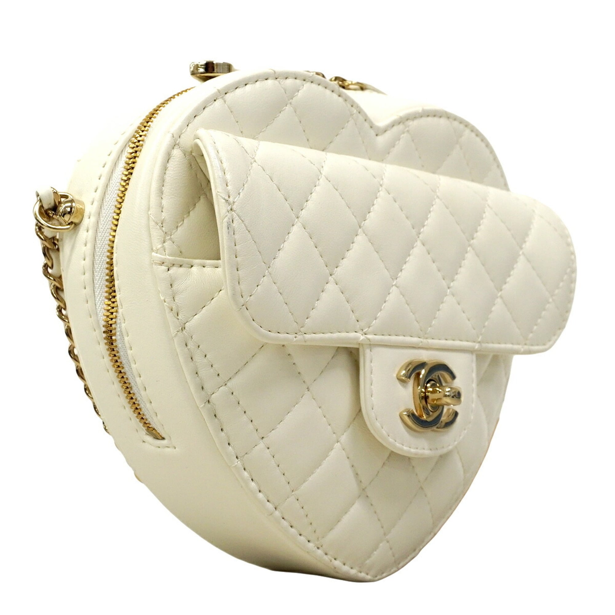 Chanel White Leather Shoulder Bag (Pre-Owned)