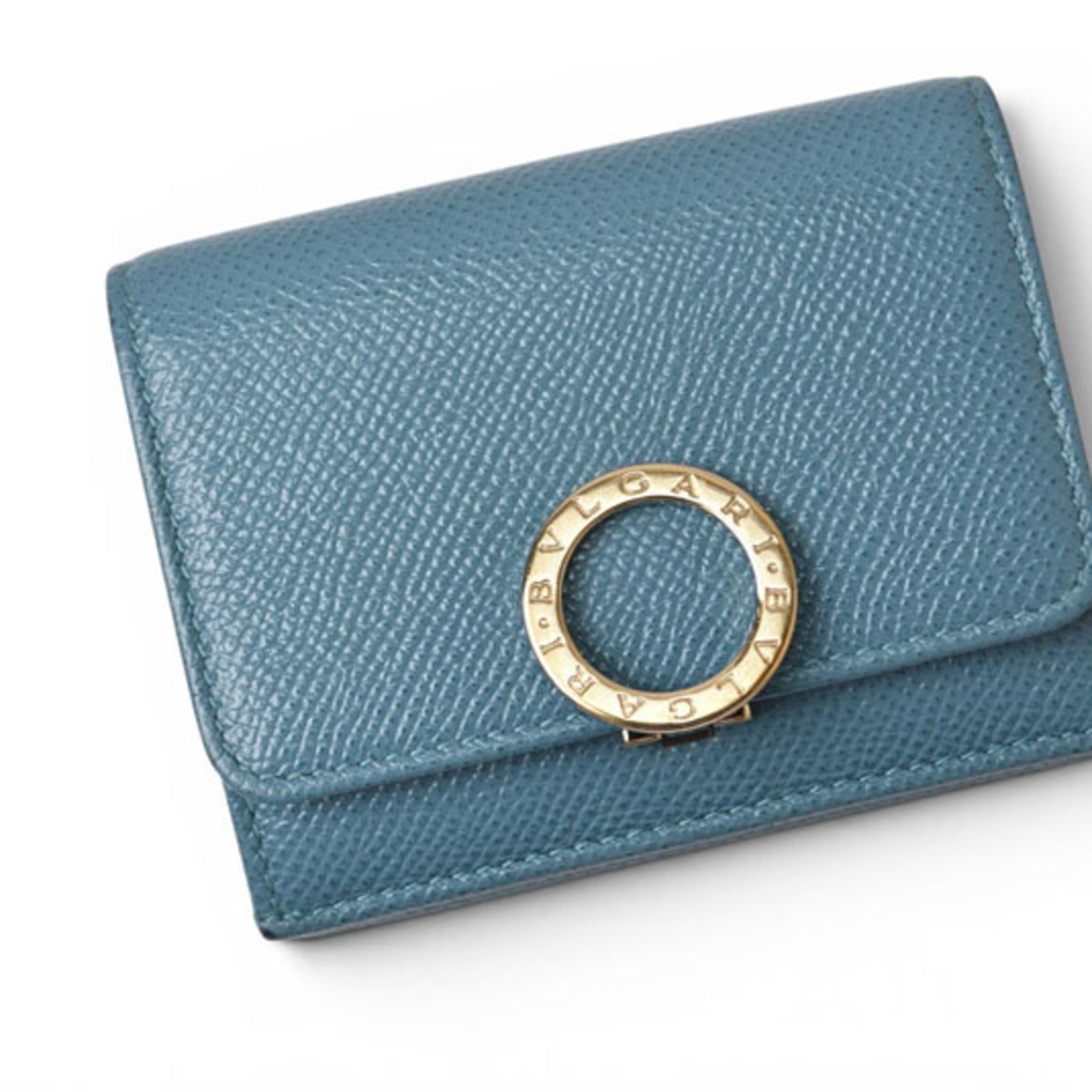 Bvlgari Bvlgari Bvlgari Blue Turquoise Leather Wallet (Tri-Fold) (Pre-Owned)