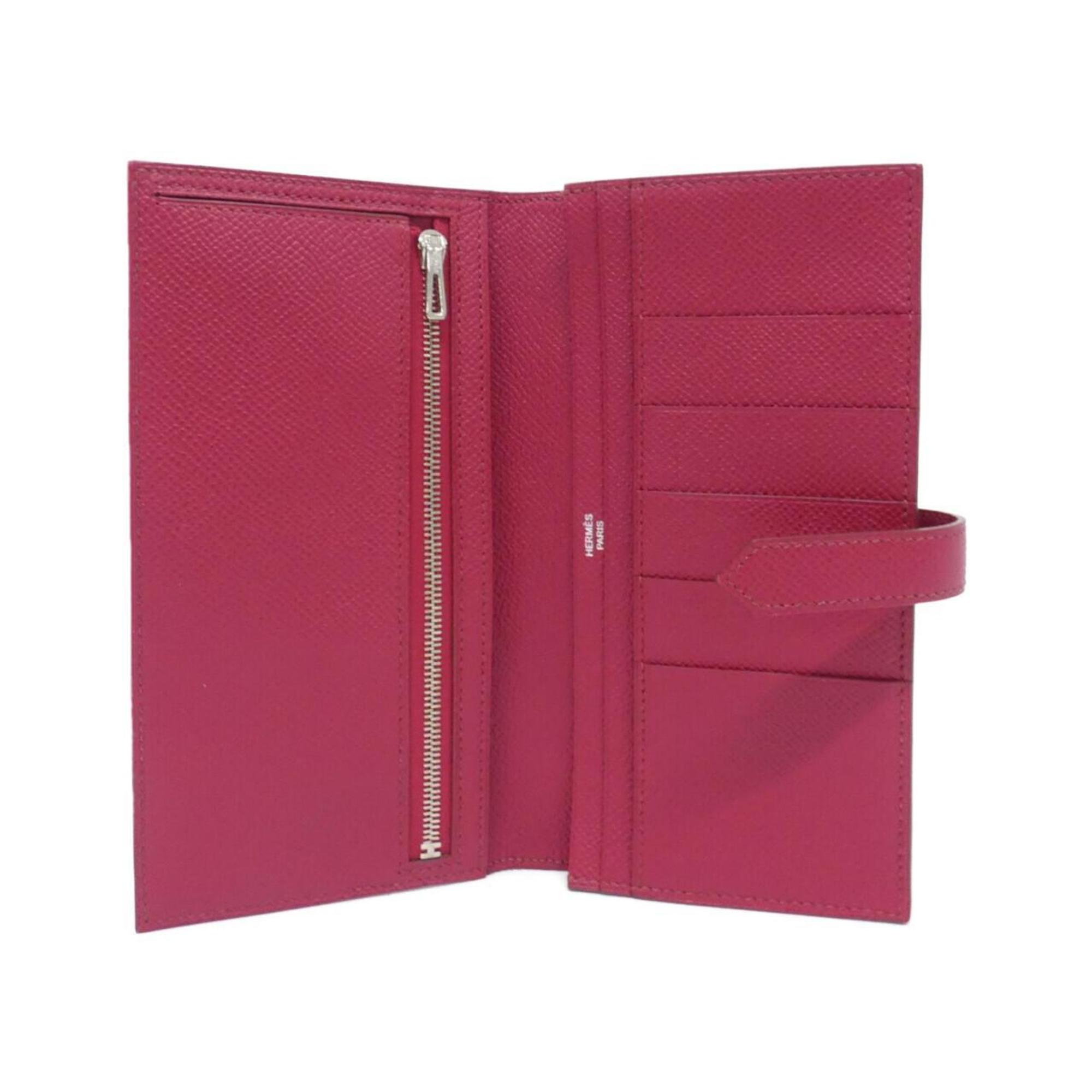 Hermes Bearn Ruby Epsom Leather Long Wallet (Bi-Fold) (Pre-Owned)