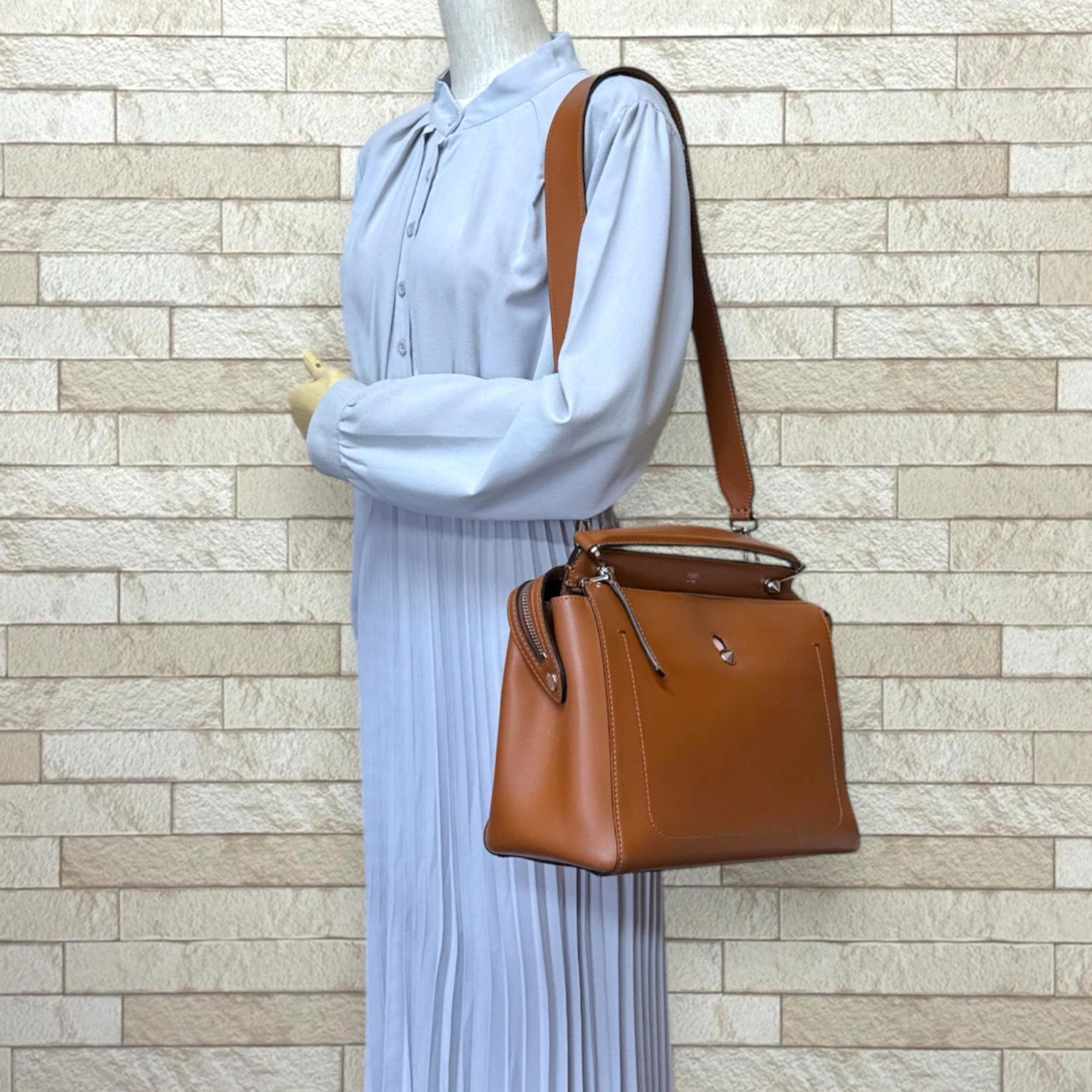 Fendi Dotcom Brown Leather Shoulder Bag (Pre-Owned)