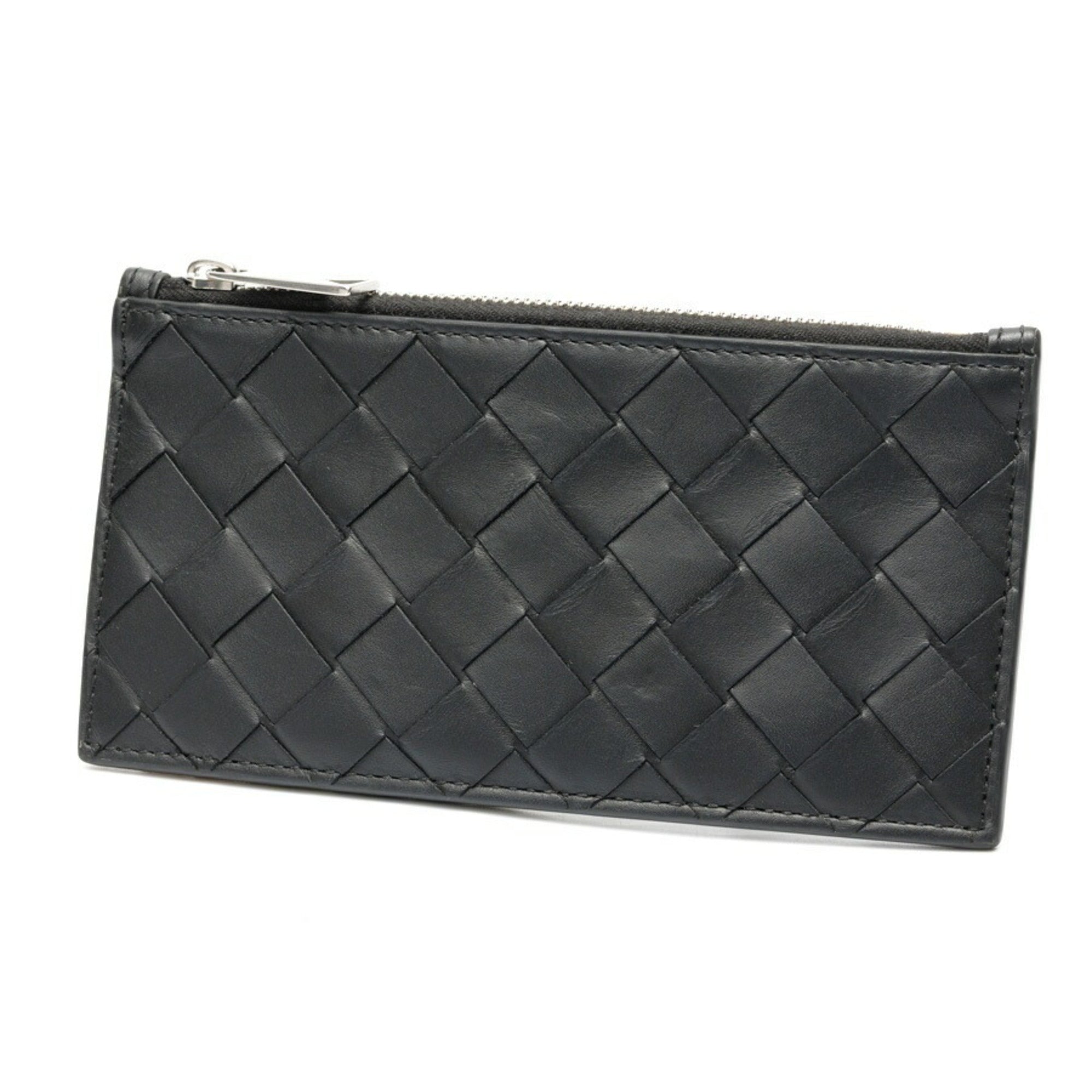 Bottega Veneta Black Leather Coin Purse/Coin Case (Pre-Owned)