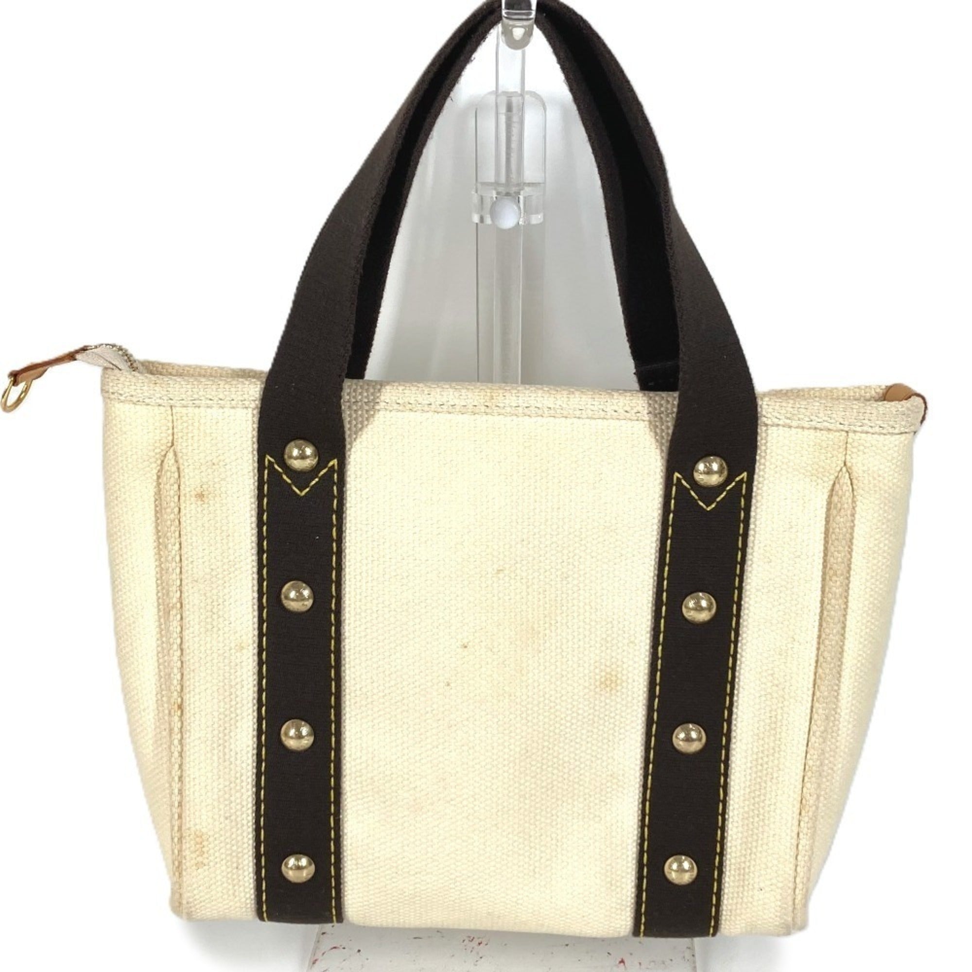 Louis Vuitton Brown White Canvas Handbag Tote Bag (Pre-Owned)