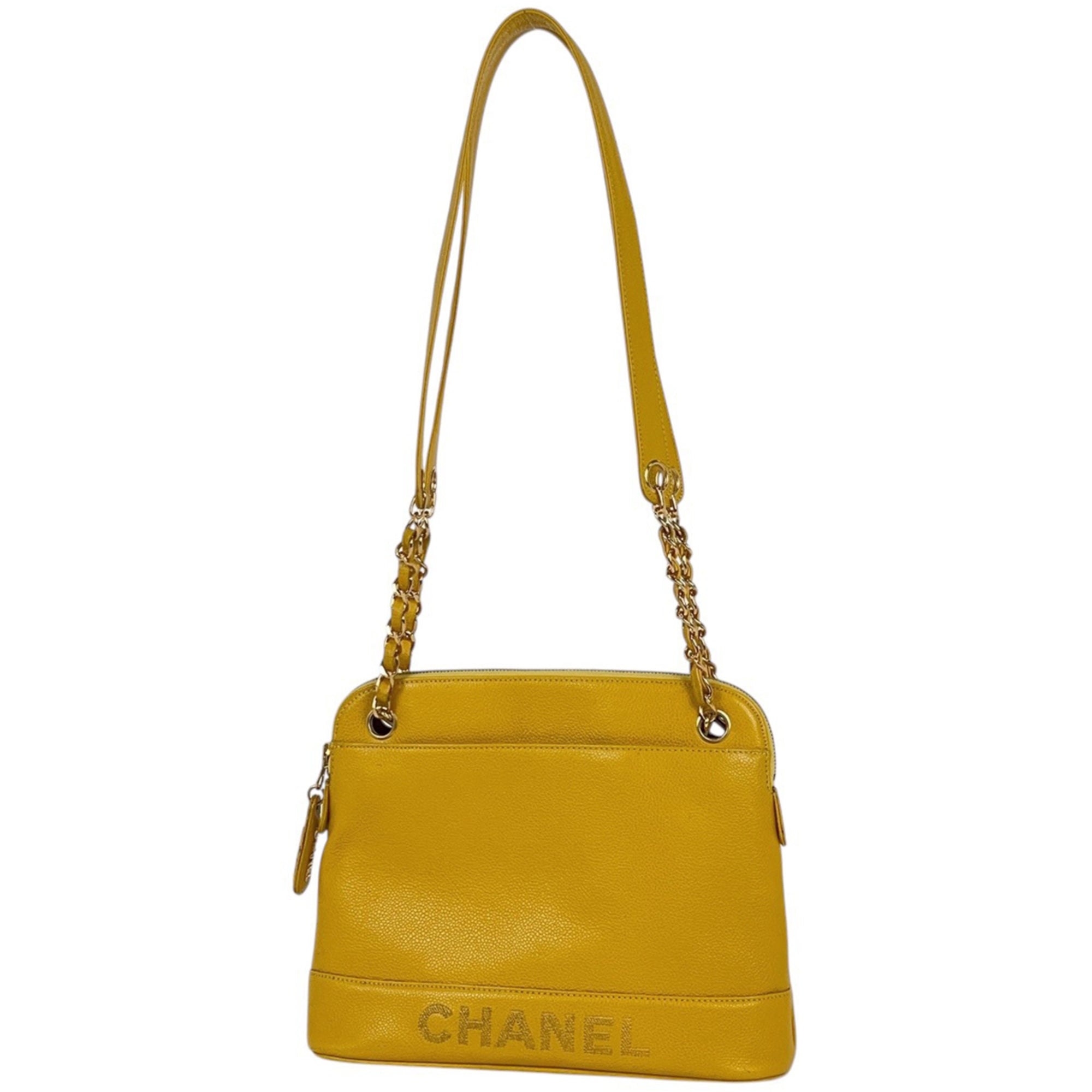 Chanel Yellow Grained Calfskin Shoulder Bag (Pre-Owned)