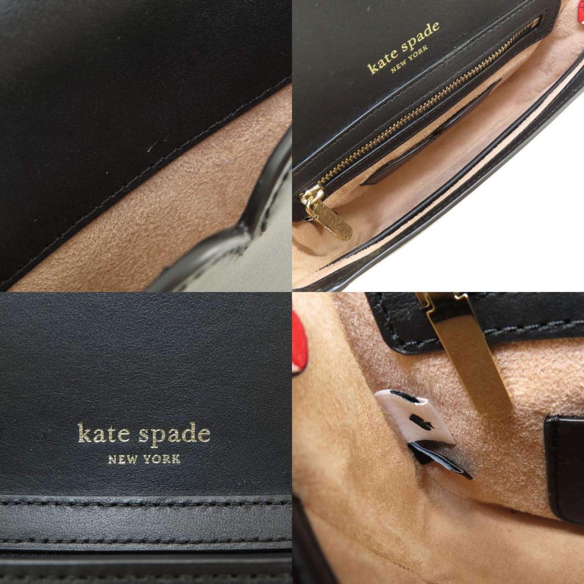 Kate Spade Black Pink Red Color Leather Shoulder Bag (Pre-Owned)