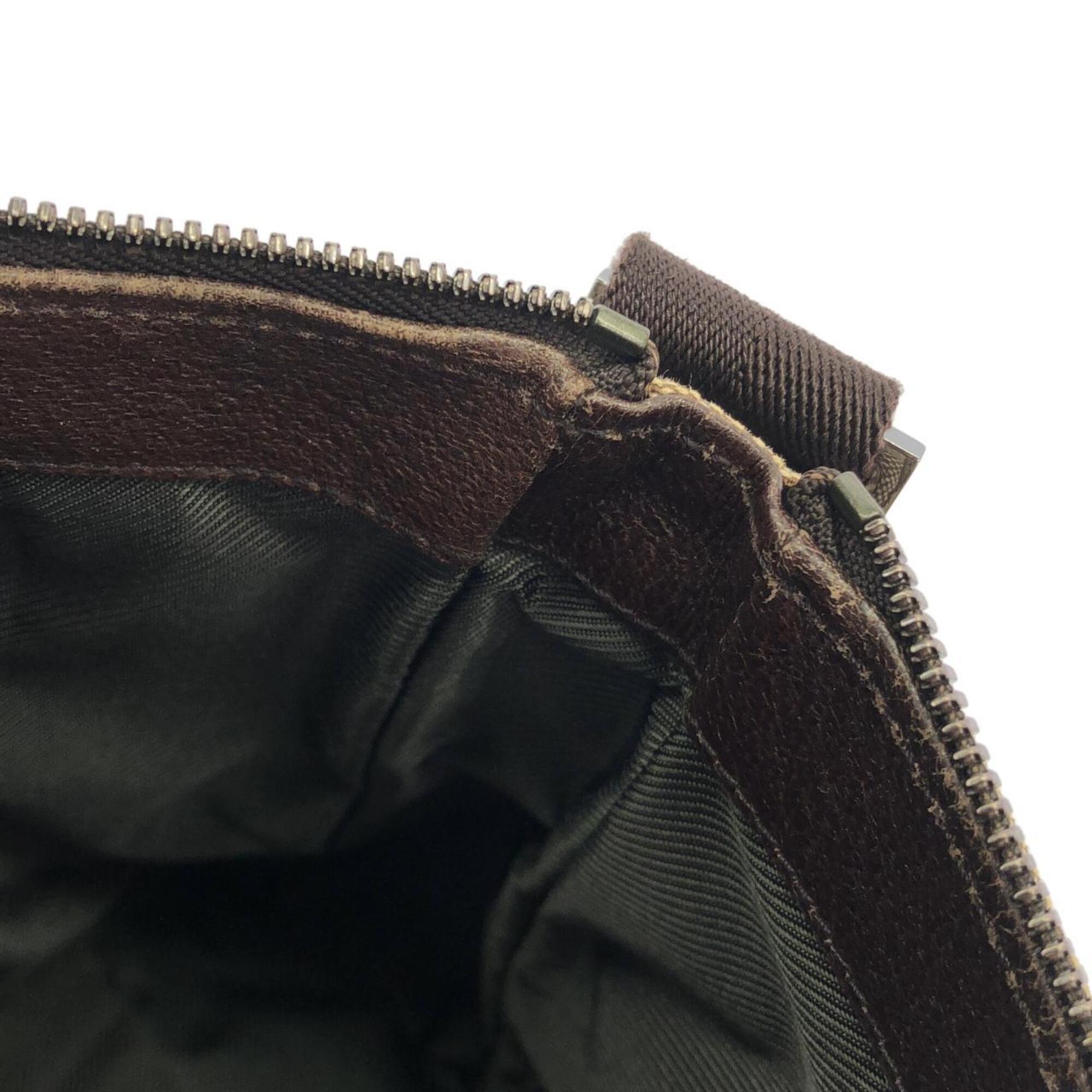 Gucci Beige Dark Brown Gg Canvas Shoulder Bag (Pre-Owned)