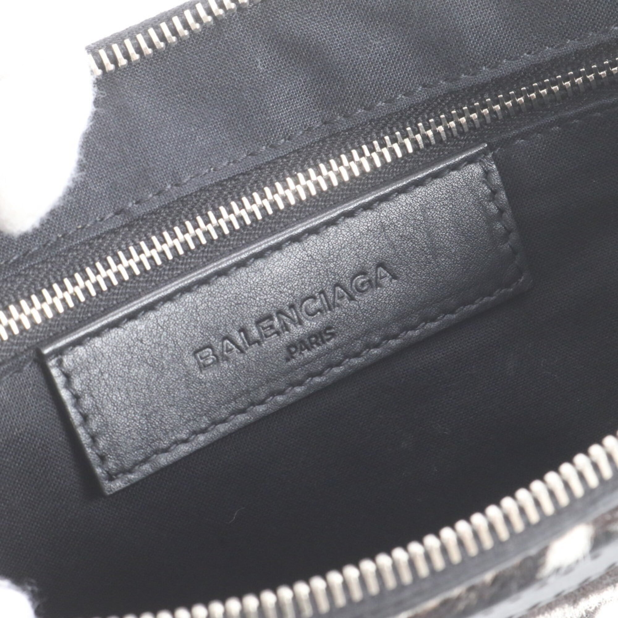 Balenciaga Black White Leather Clutch Bag Pouch (Pre-Owned)