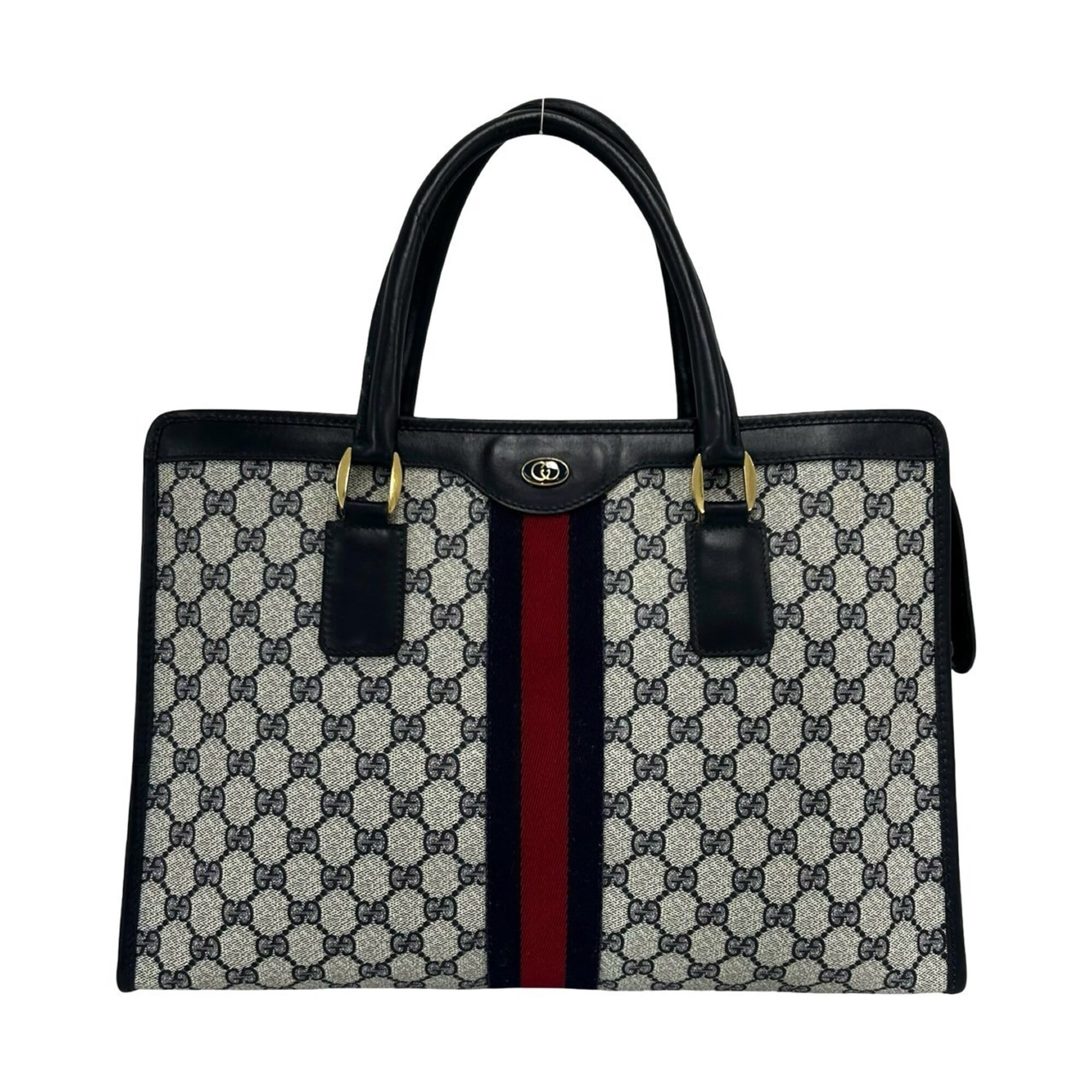 Gucci Navy Red Color Pvc Leather Handbag (Pre-Owned)