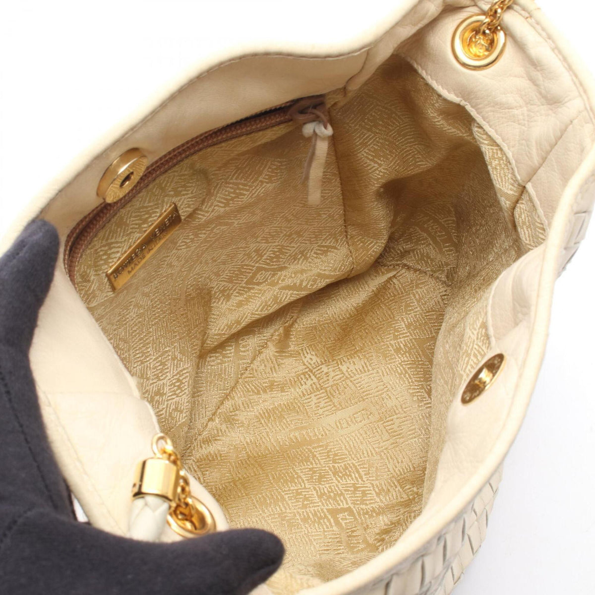 Bottega Veneta Ivory Intrecciato Handbag Shoulder Bag (Pre-Owned)