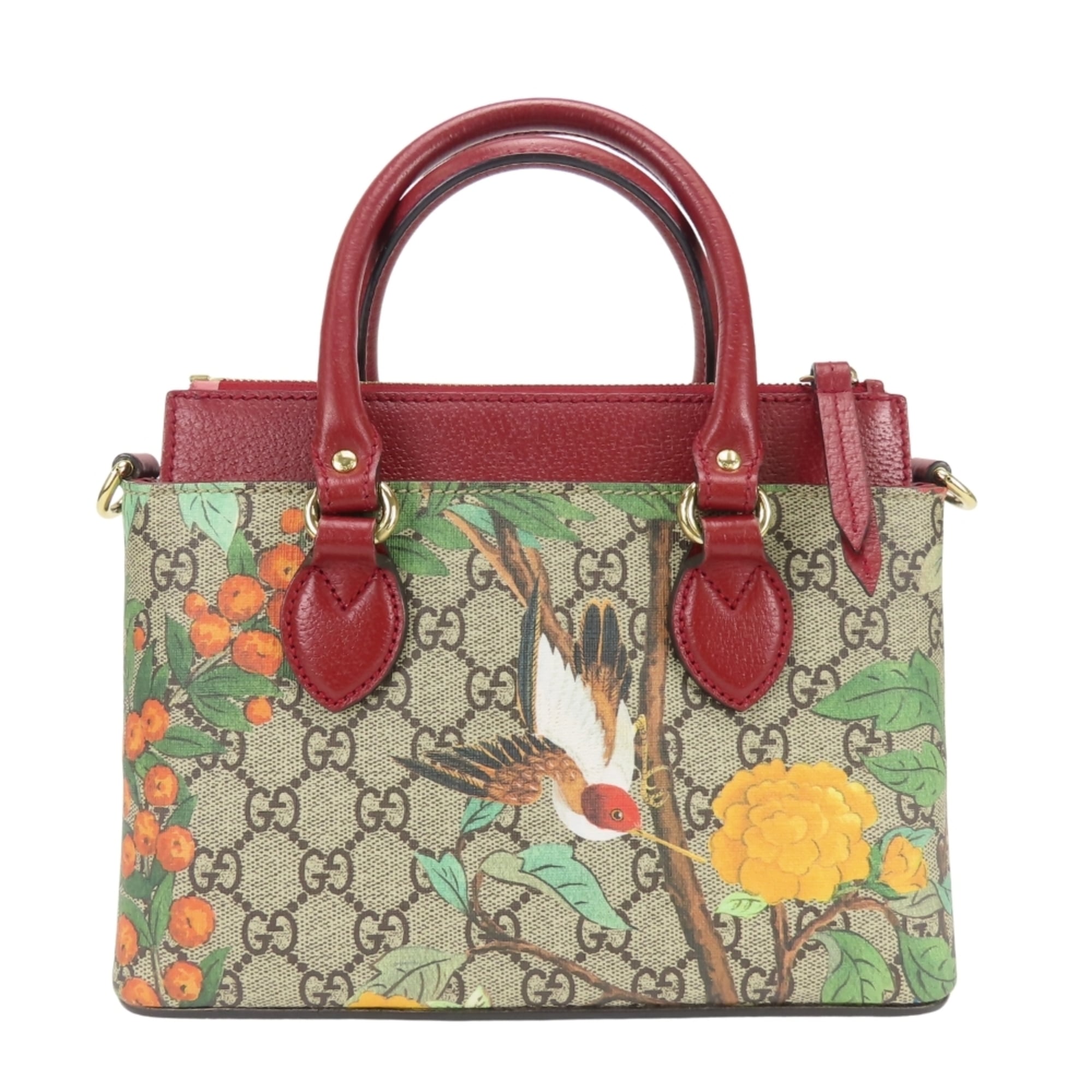 Gucci Beige Multi-Color Red Color Gg Supreme Canvas Handbag Shoulder Bag (Pre-Owned)