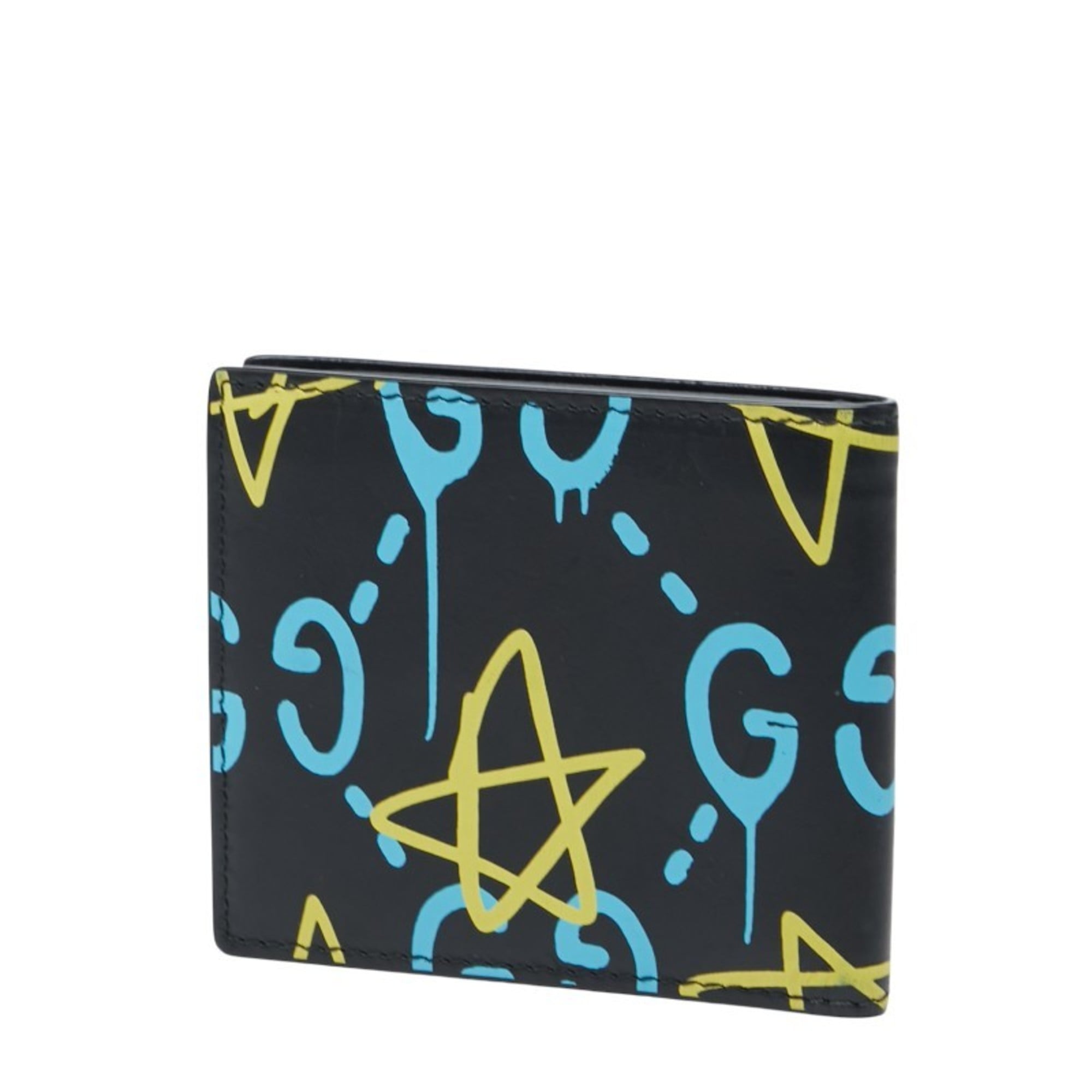 Gucci Black Blue Yellow Pvc Leather Wallet (Bi-Fold) (Pre-Owned)