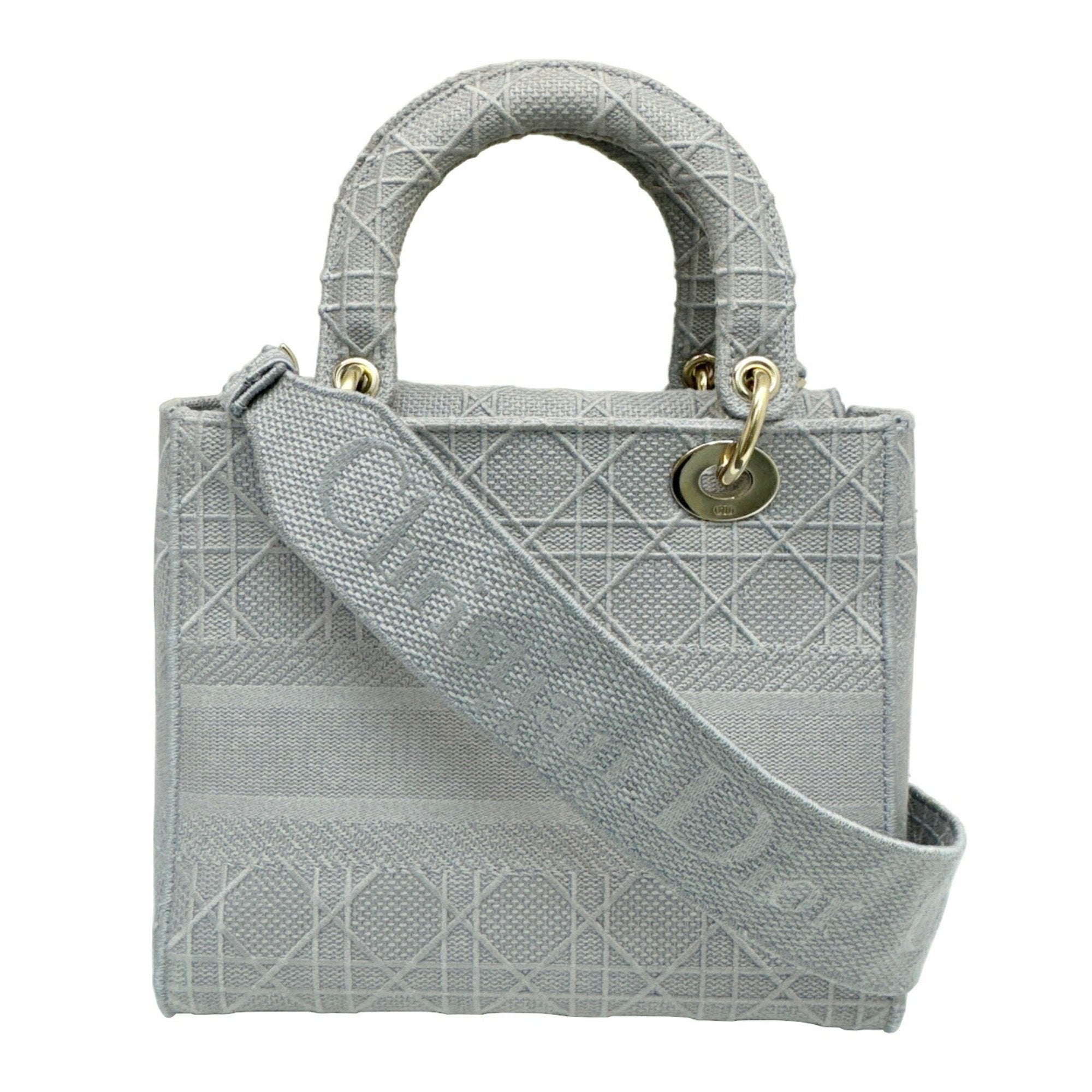 Christian Dior Gray Canvas Handbag Shoulder Bag (Pre-Owned)