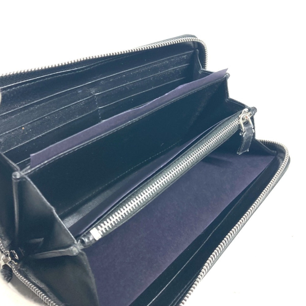 Prada Black Blue Leather Long Wallet (Bi-Fold) (Pre-Owned)